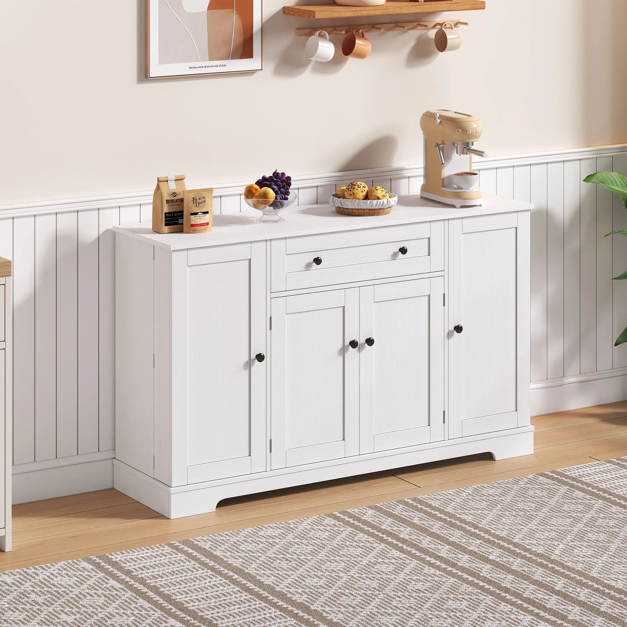 Multifunctional Buffet 138cm Sideboard Drawer Adjustable Shelves - Image 9
