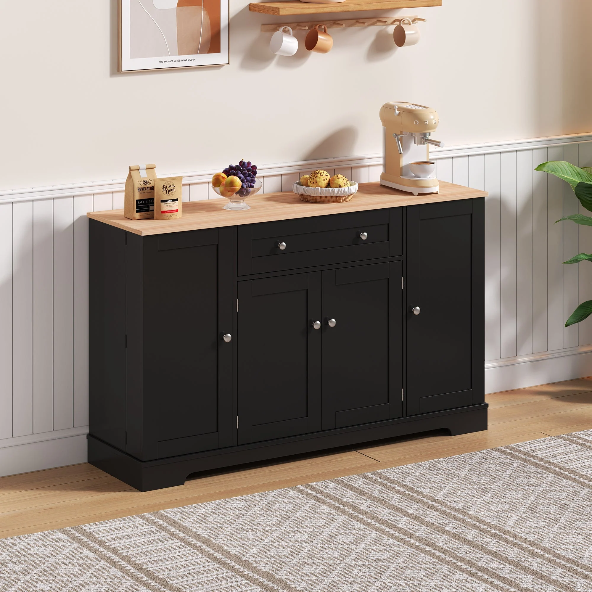 Multifunctional Buffet 138cm with Drawer & Adjustable Shelves - Image 4