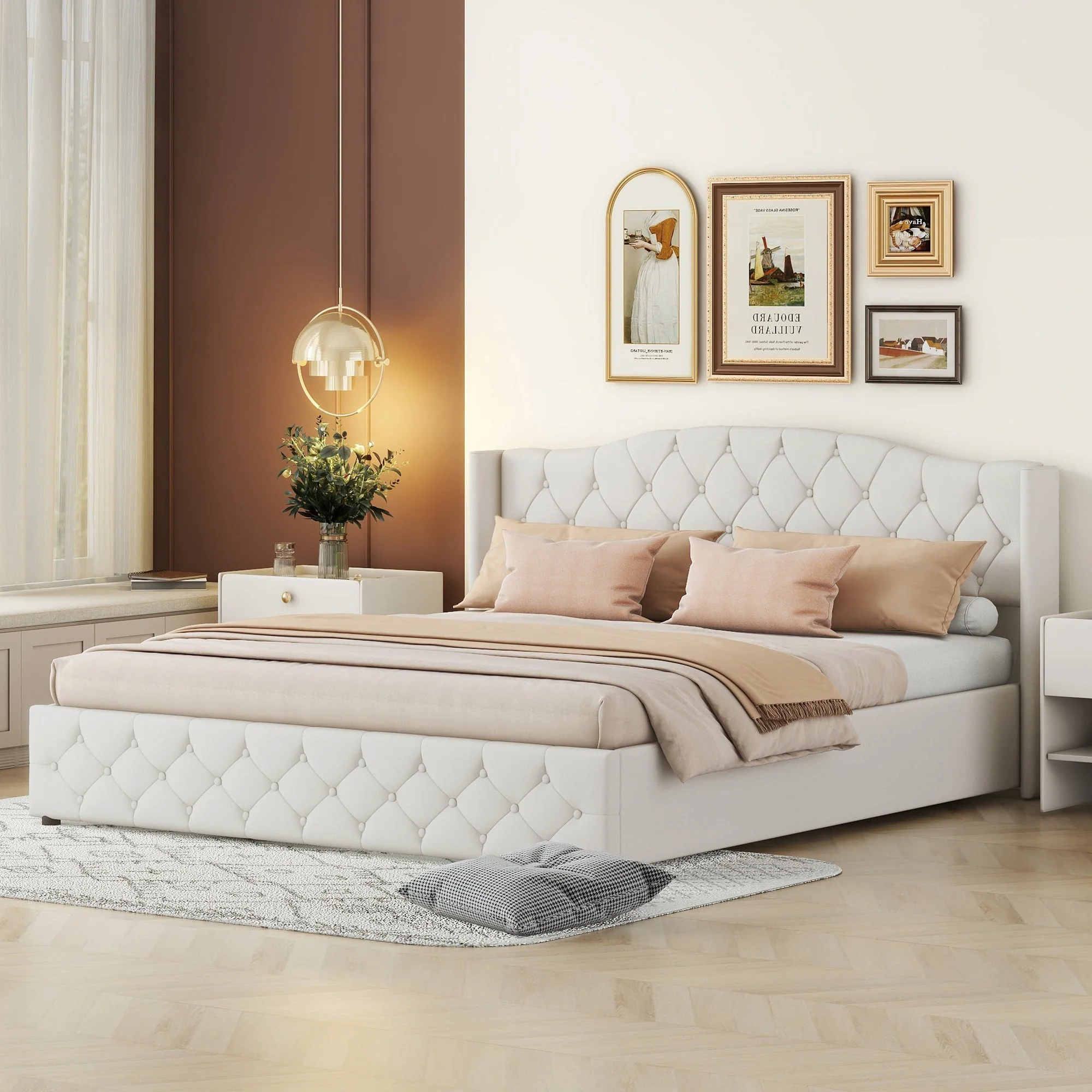 Multifunctional Flat Bed with Hydraulic Storage, 180 x 200, Beige - Image 2
