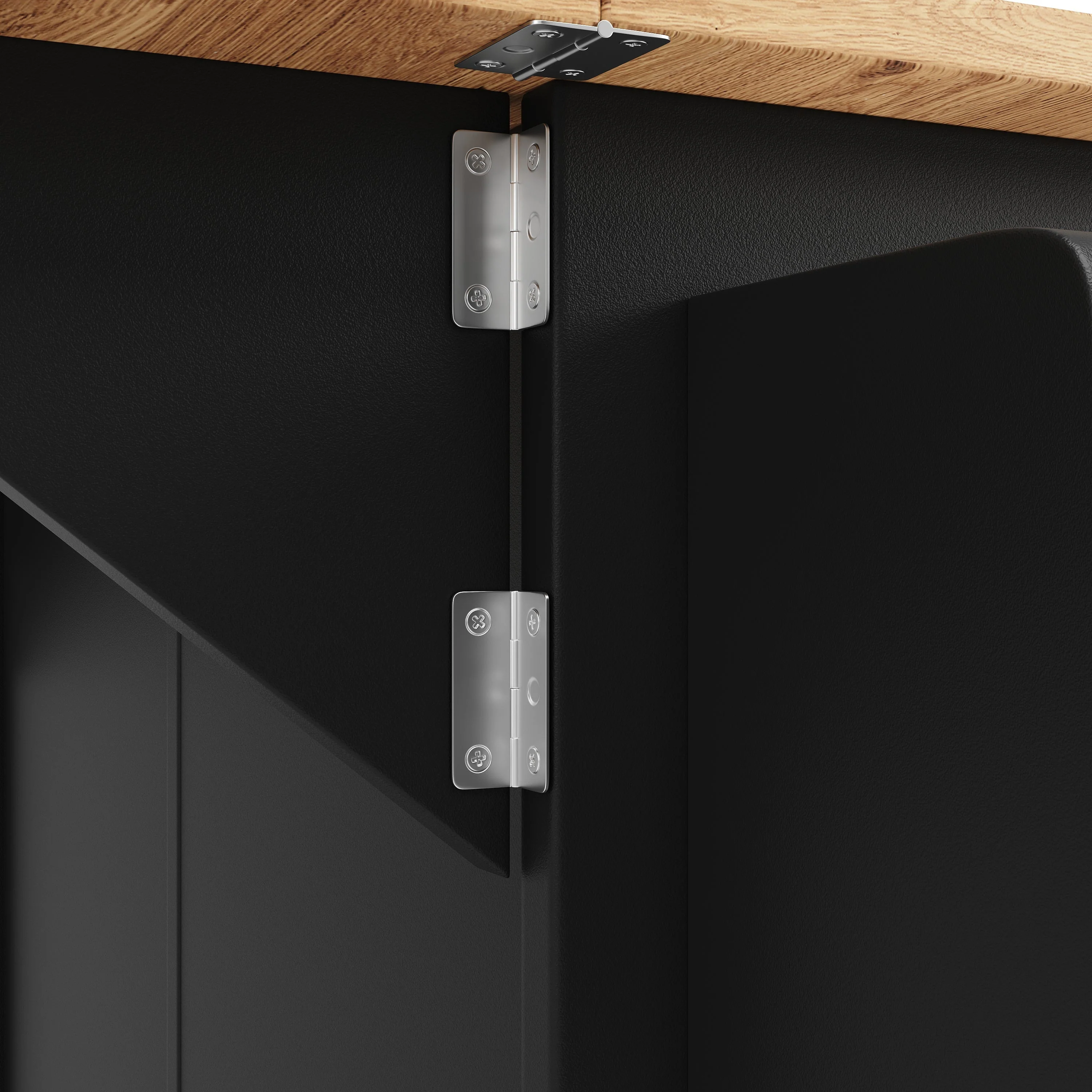 Multifunctional Kitchen Island Dining Table with Storage, Snack Shelves, Wood Grain Black - Image 3