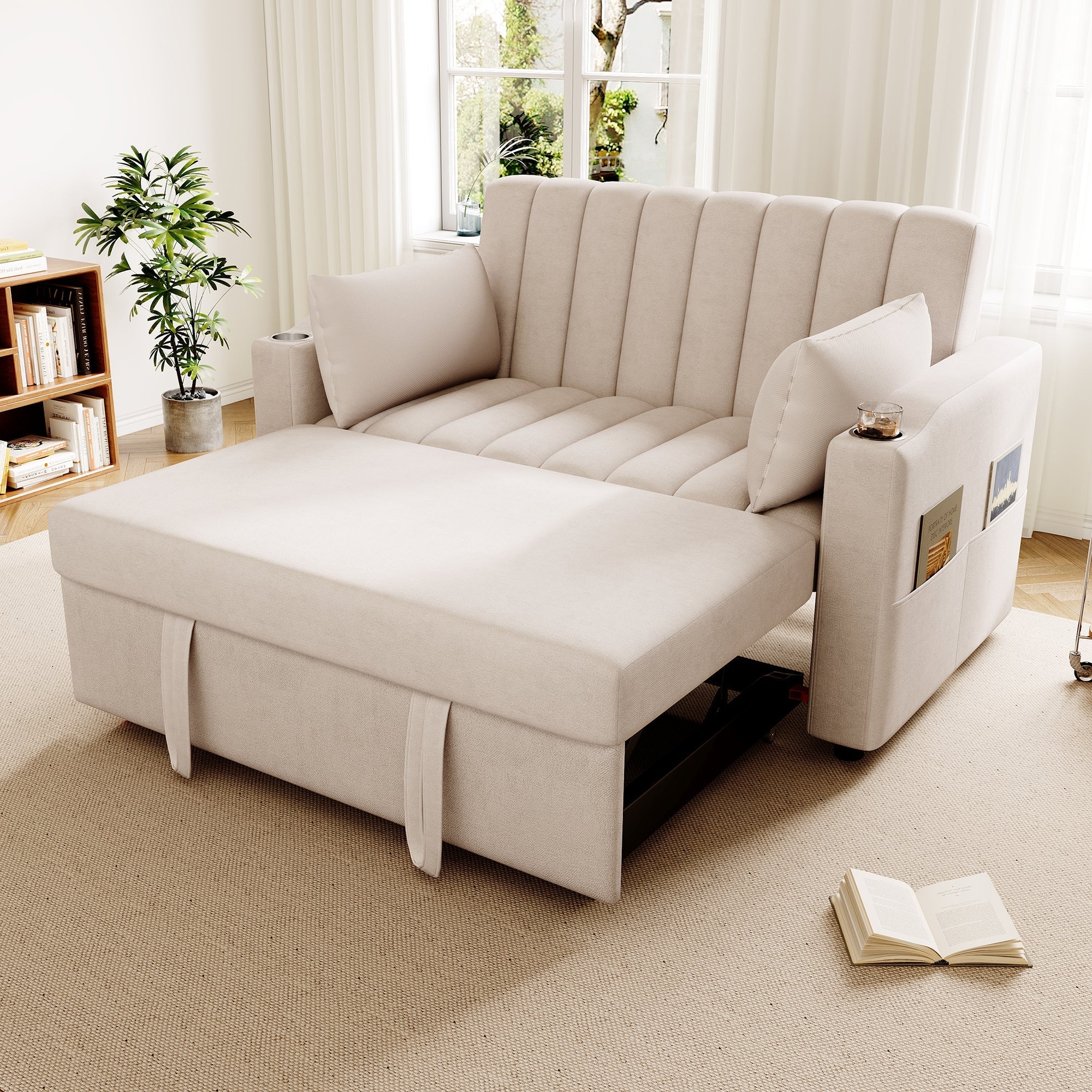 Multifunctional Sofa Sleeper Double Adjustable Backrest Drink Holder Cushions - Image 3