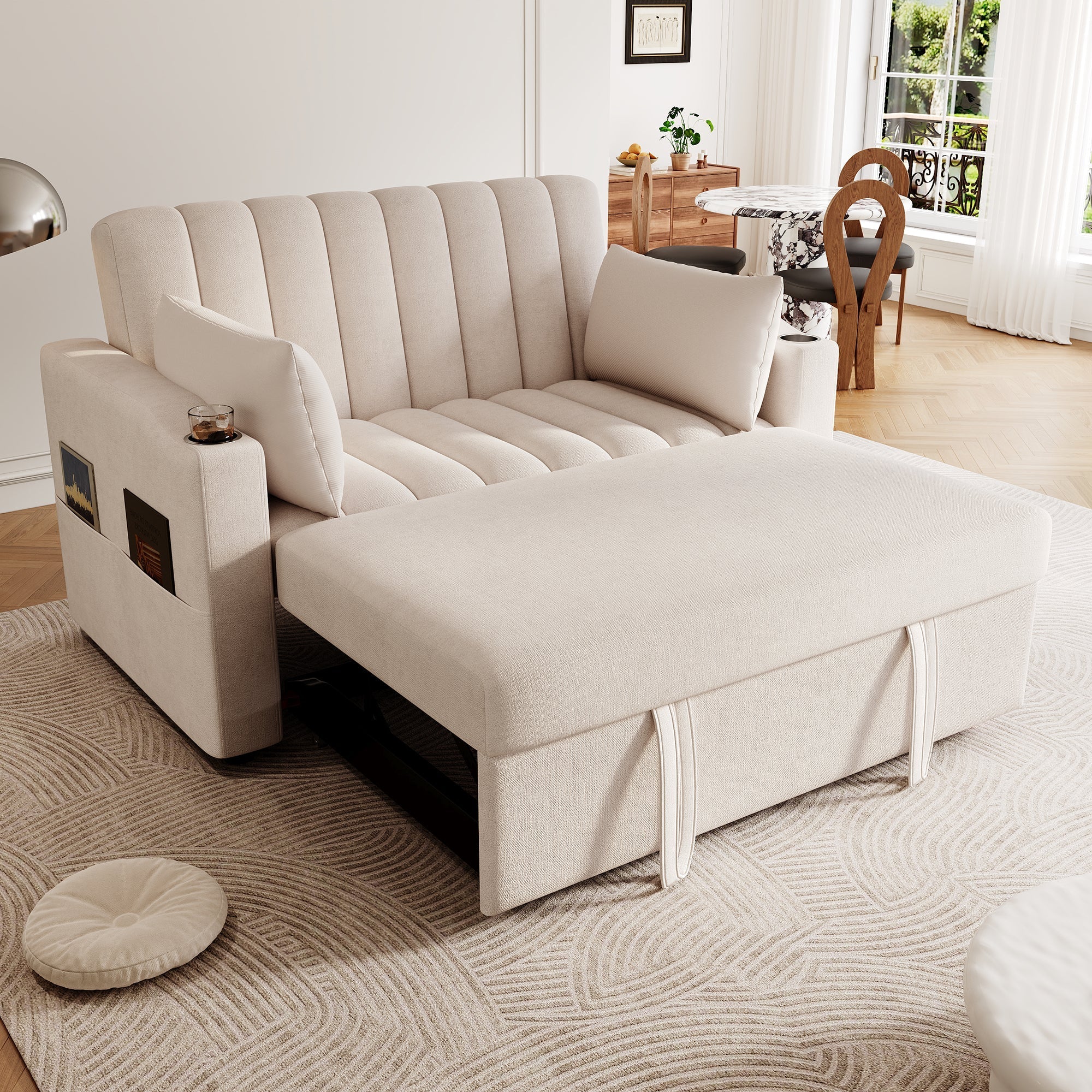 Multifunctional Sofa Sleeper Double Adjustable Backrest Drink Holder Cushions - Image 4