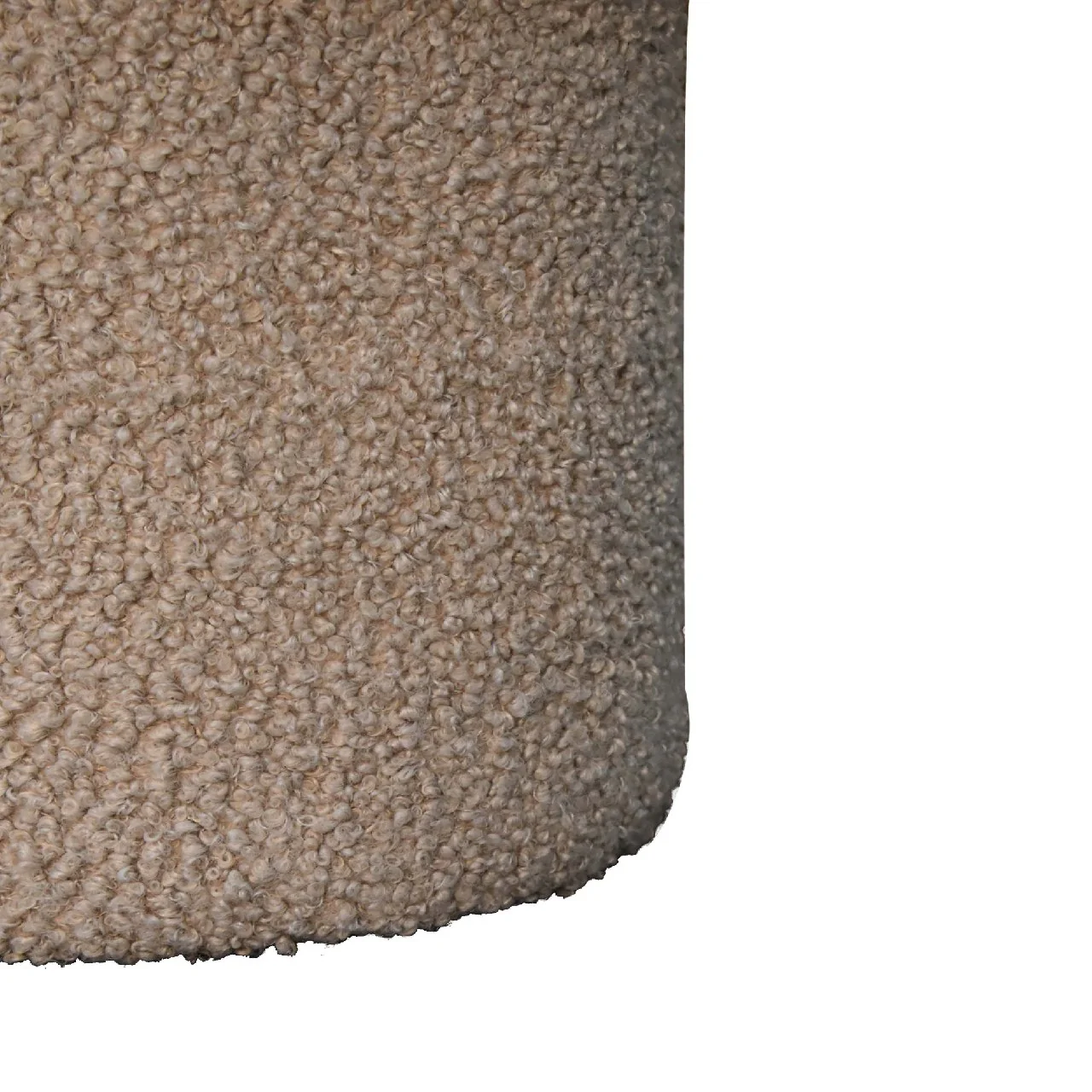 Mushroom Footstool Upholstered Solid Wood Boucle Fabric, Brown - Image 2