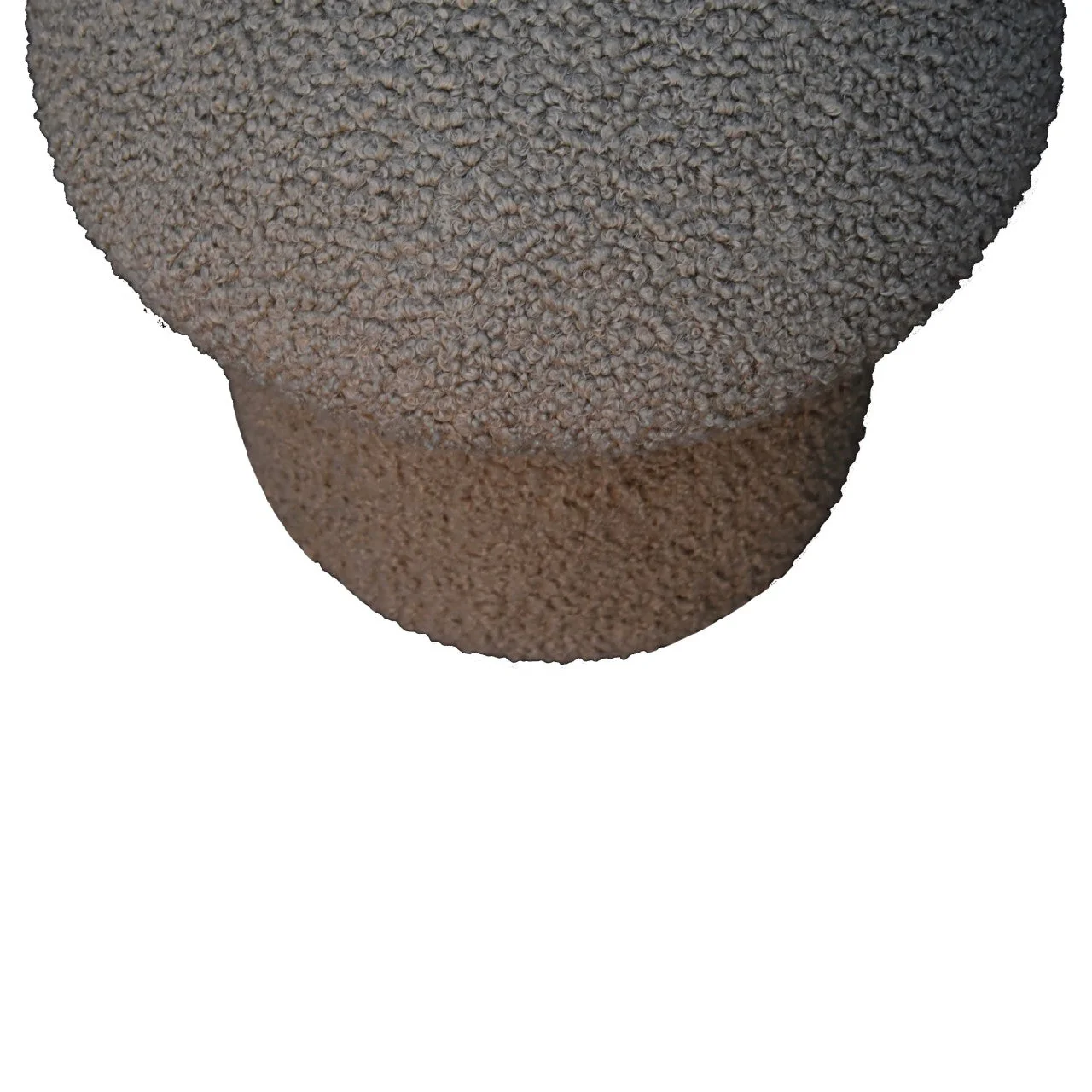 Mushroom Footstool Upholstered Solid Wood Boucle Fabric, Brown - Image 4