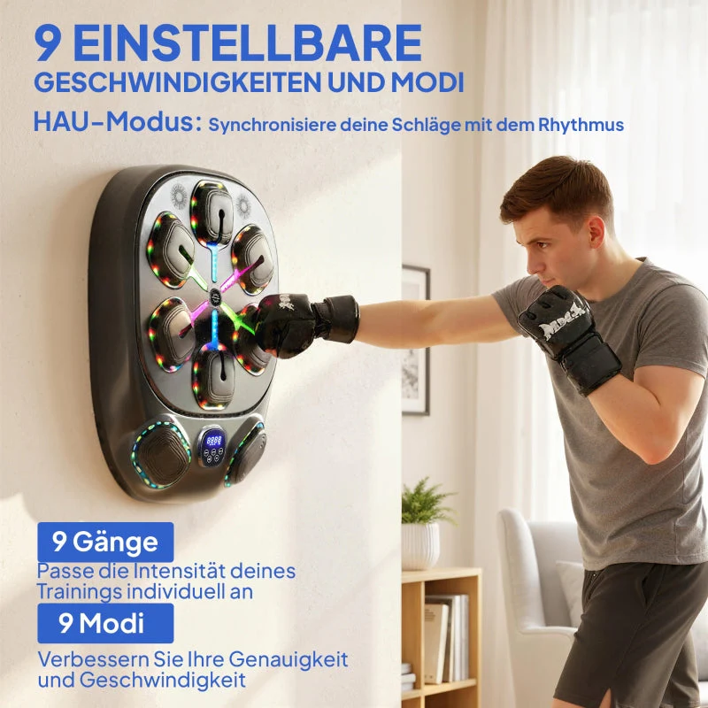 Music Boxing Machine with Dual Striking Zones and 9 Speeds, Bluetooth Gloves, LED - Image 4