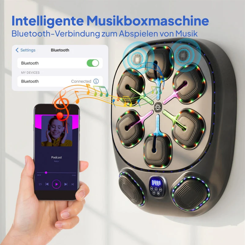 Music Boxing Machine with Dual Striking Zones and 9 Speeds, Bluetooth Gloves, LED - Image 5
