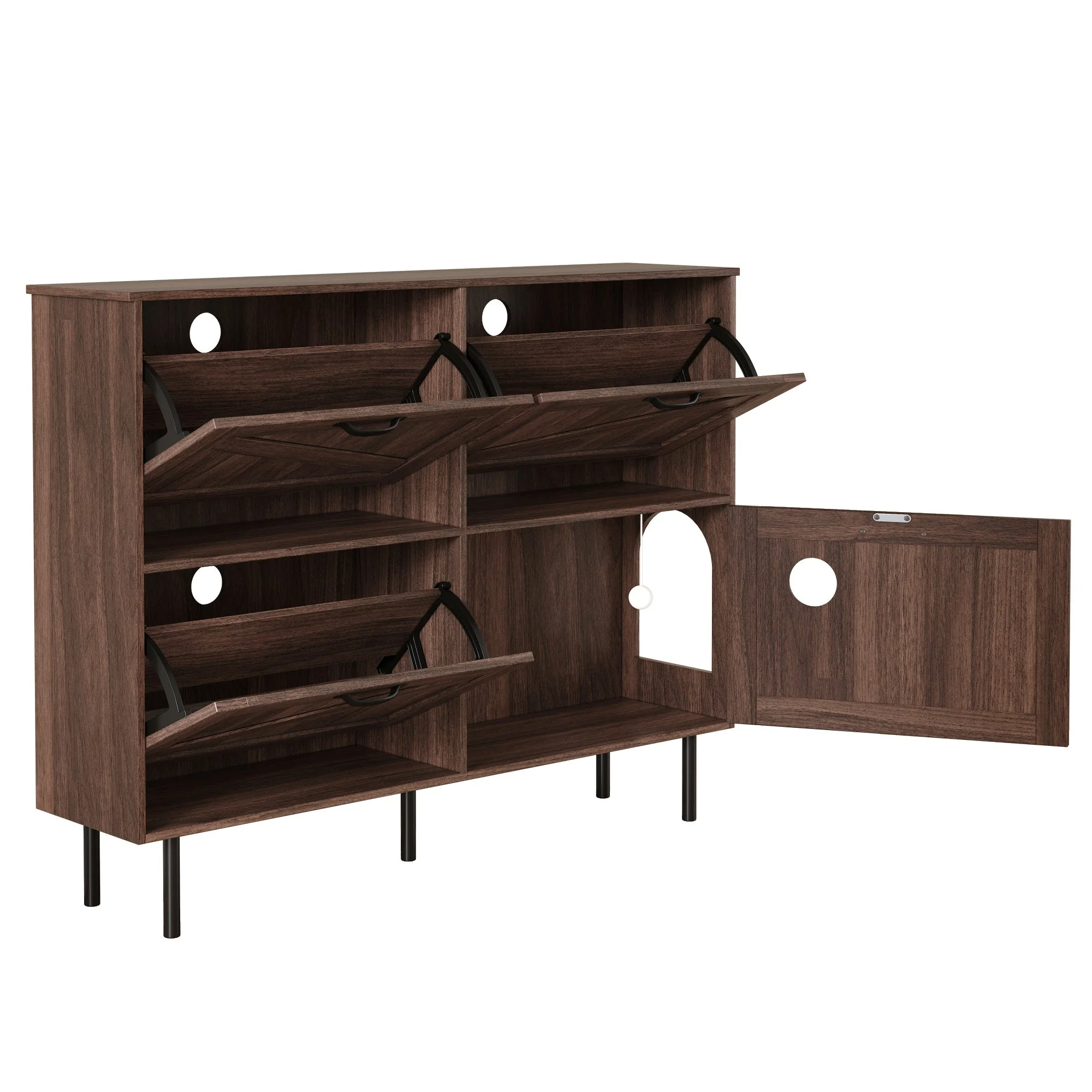 Narrow shoe cabinet with 3 flaps and pet toy storage, for hallway use - Image 3