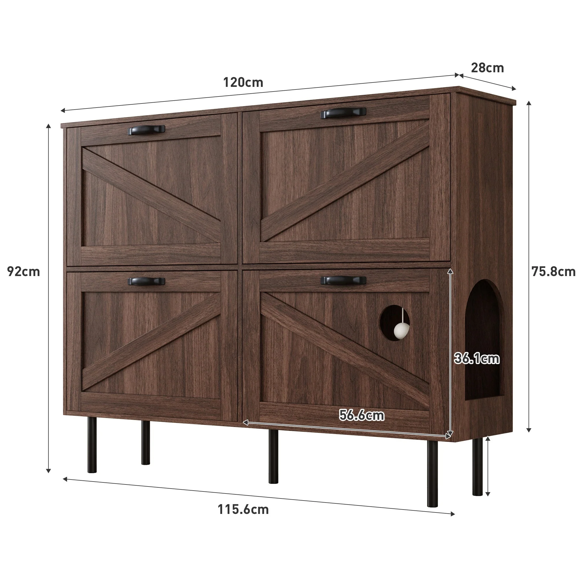 Narrow shoe cabinet with 3 flaps and pet toy storage, for hallway use - Image 6