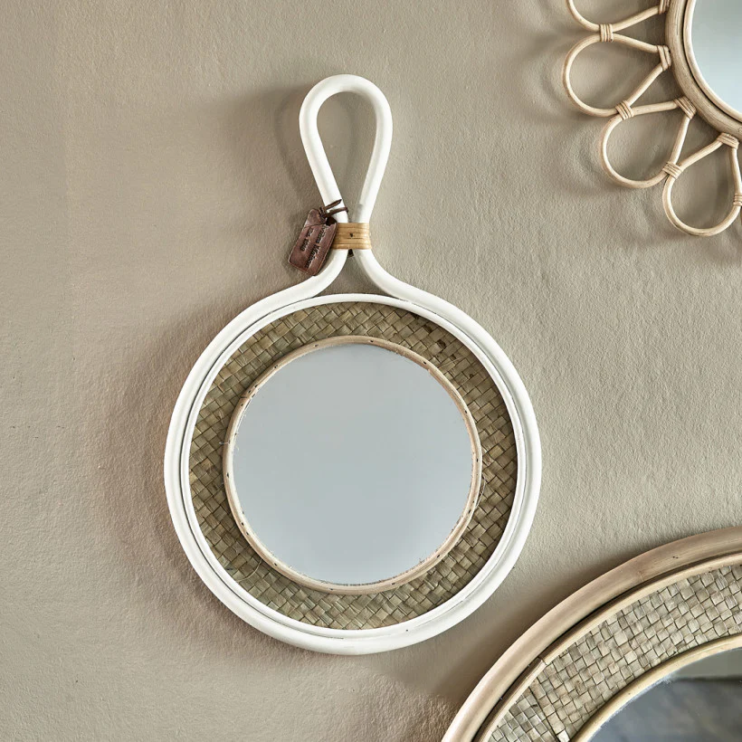 Natural Weave Round Mirror