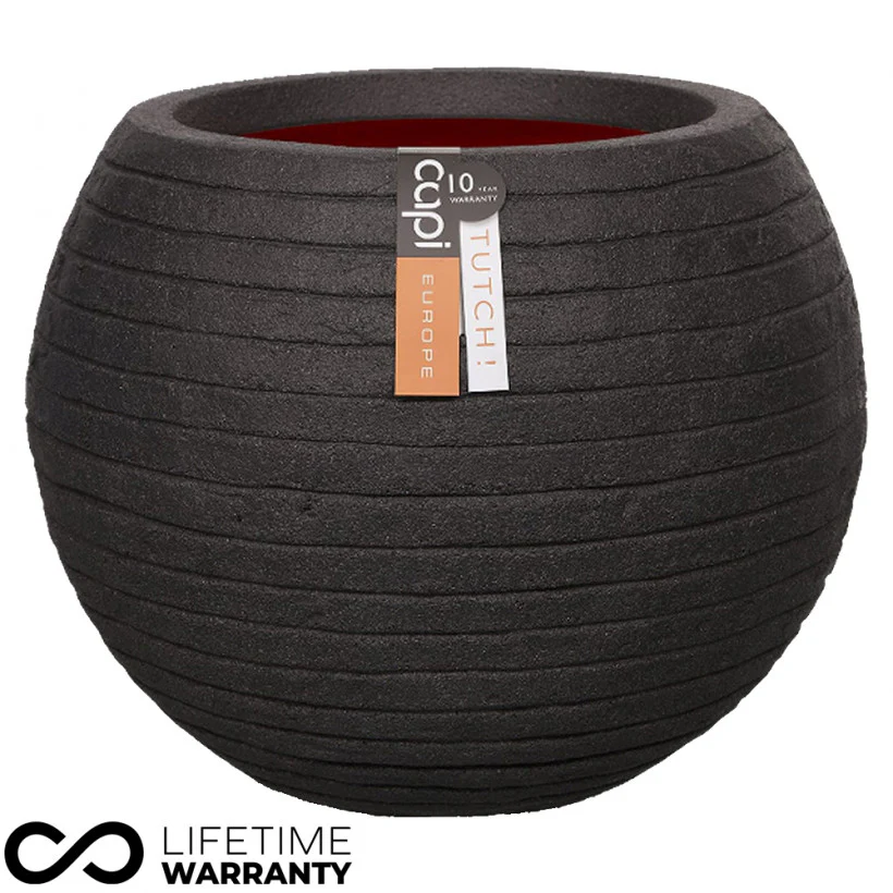 Nature Rib Ball Planter NL (Black) - 40cm Dia