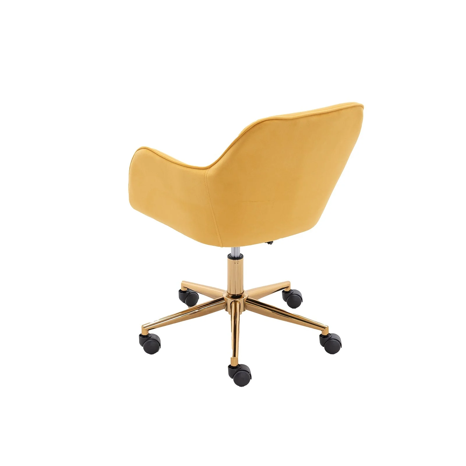 New Velvet Fabric Adjustable Height Swivel Home Office Chair, Yellow - Image 6