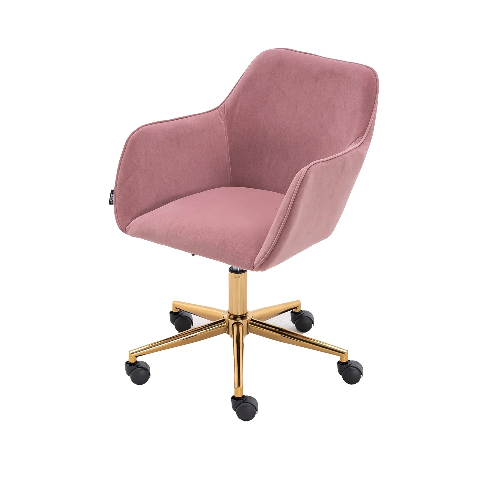 New Velvet Fabric Material Adjustable Height Swivel Home Office Chair For Indoor Office With Gold Legs, Pink - Image 2