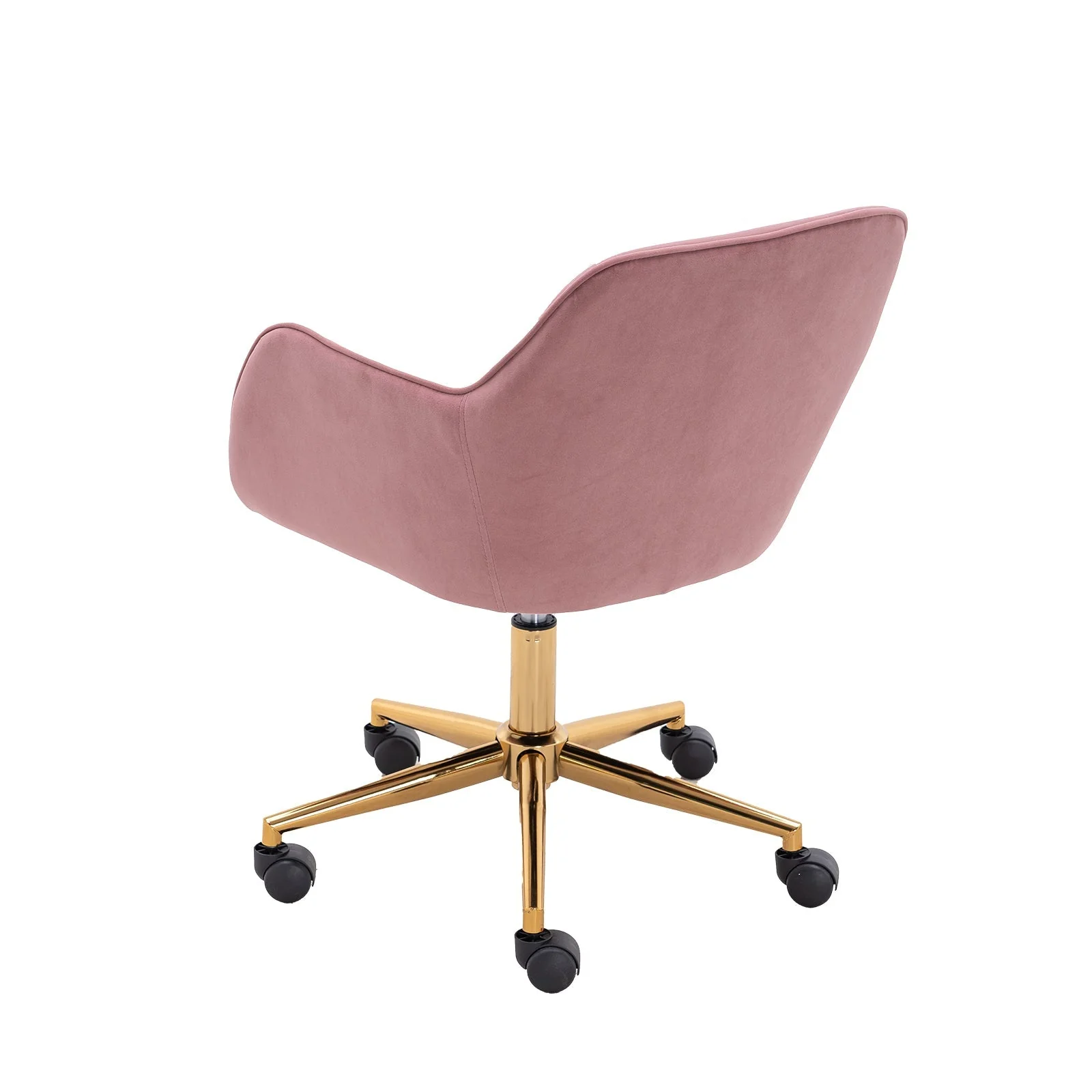 New Velvet Fabric Material Adjustable Height Swivel Home Office Chair For Indoor Office With Gold Legs, Pink - Image 4