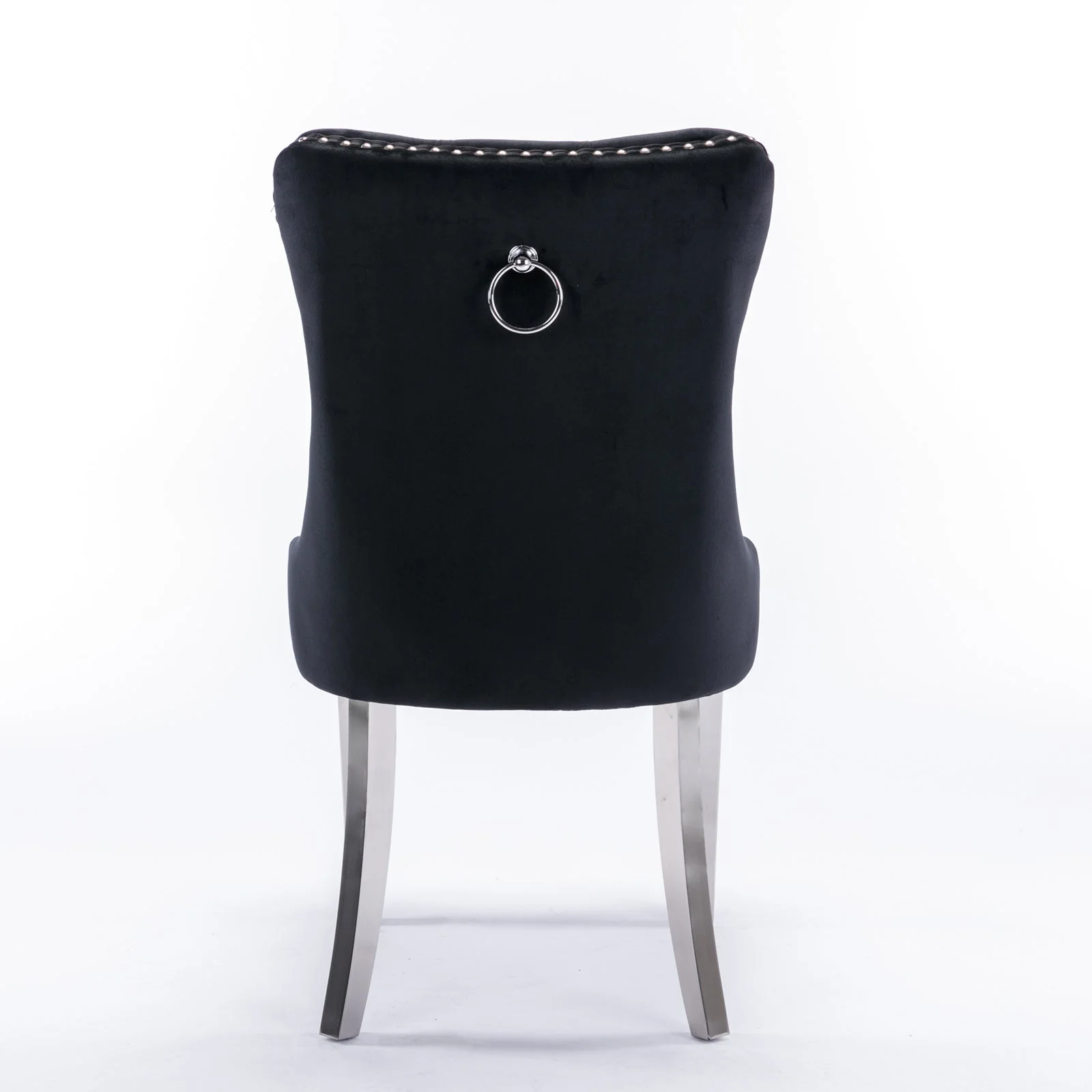 Nikki Collection Modern Tufted Velvet Dining Chair Set of 2 Chrome Legs - Black/Chrome - Image 6