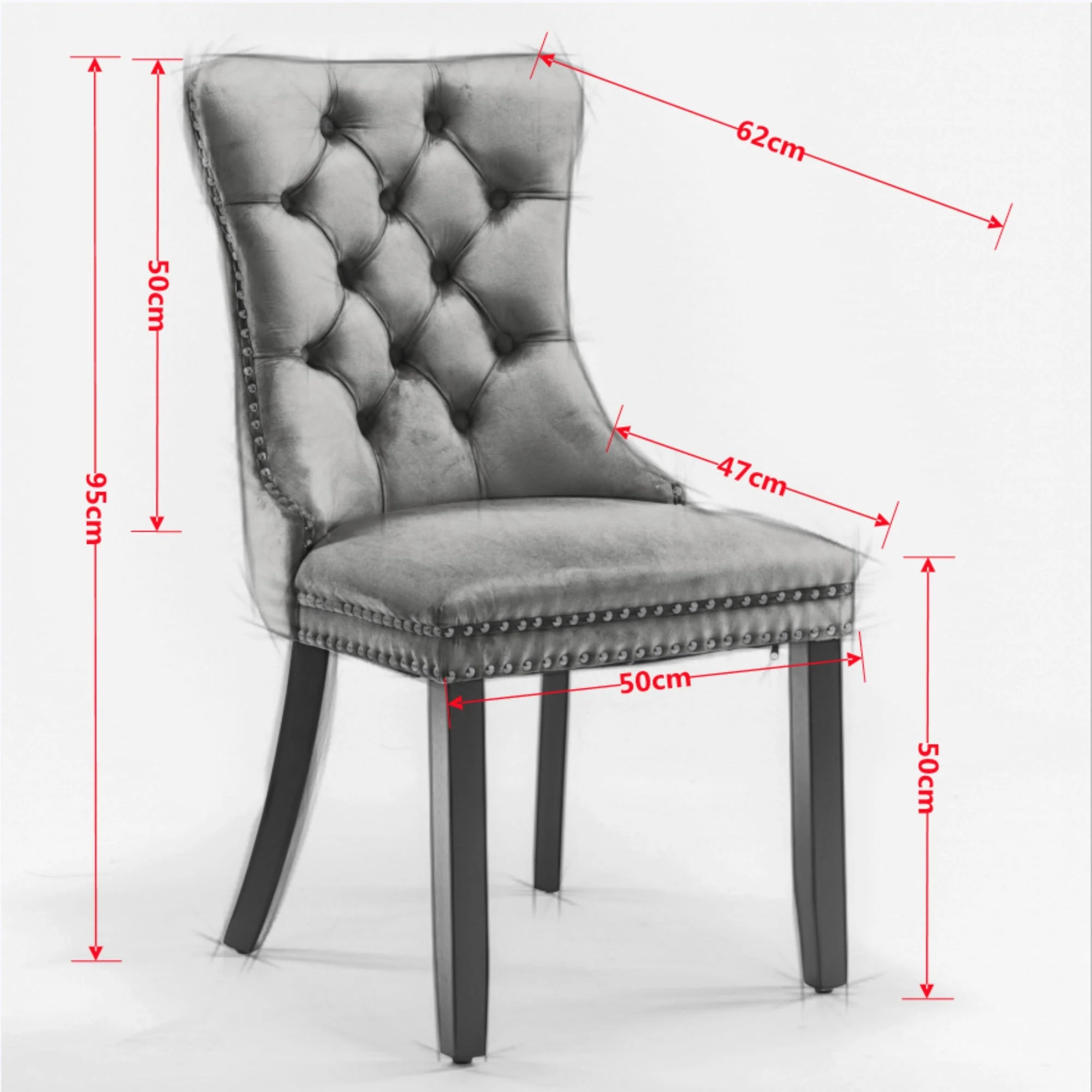 Nikki Collection Tufted Velvet Dining Chair Set of 2 - Blue/Chrome - Image 7