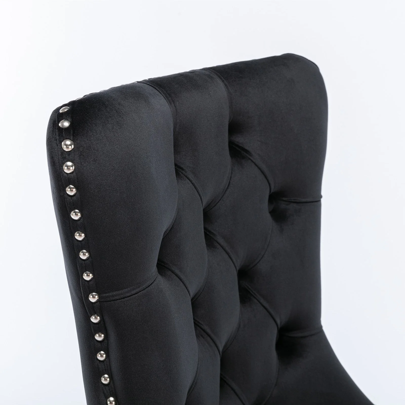 Nikki Collection Tufted Velvet Upholstered Dining Chair 2-Pc Set - Black - Image 8