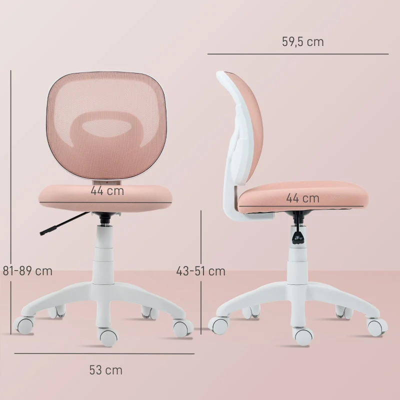 Office Chair Ergonomic C-Shaped Back Support Height Adjustable - Pink - Image 3