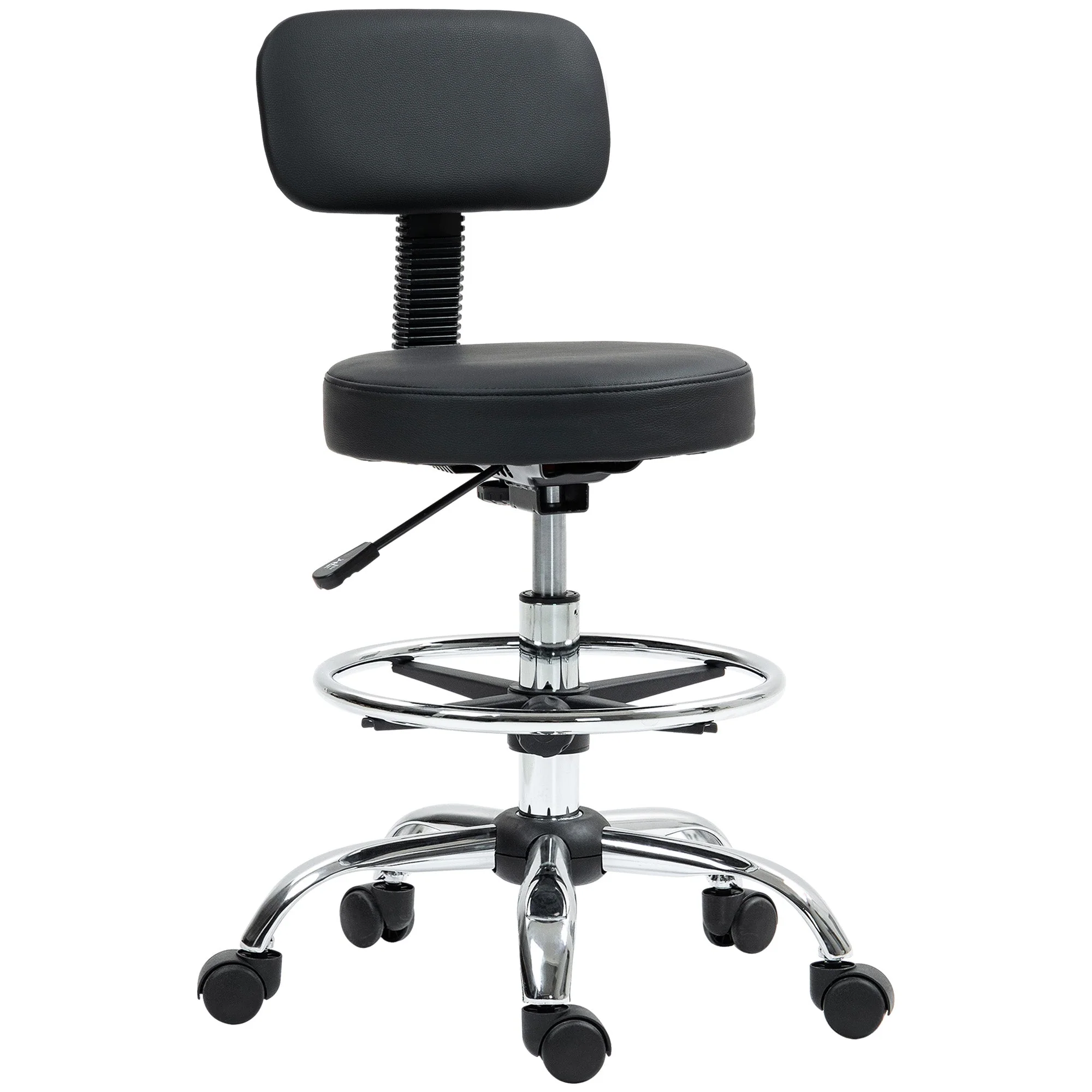 Office Chair, Ergonomic Height-Adjustable with Footrest, Faux Leather Black - Image 2