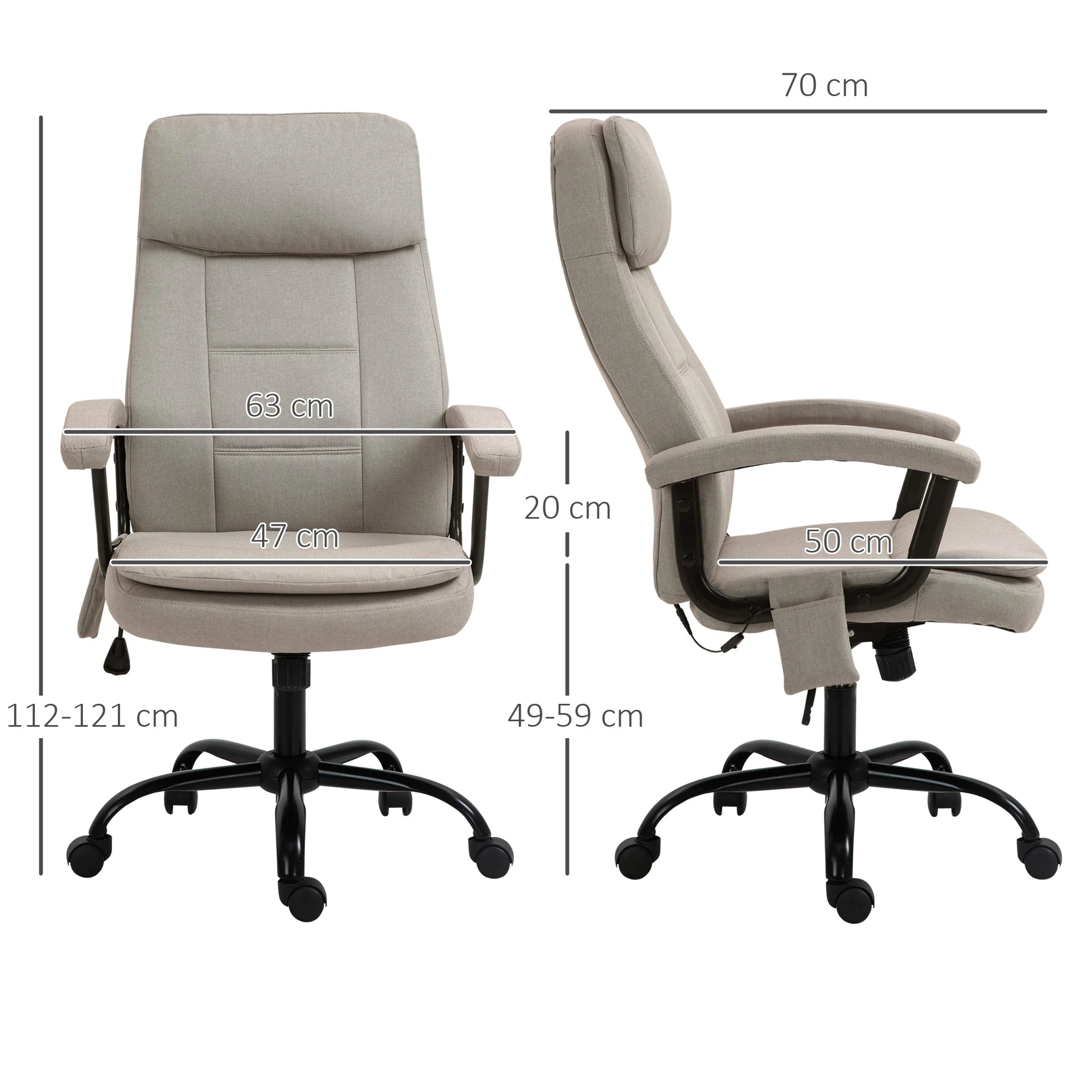Office Chair, Ergonomic Massage Function Height-Adjustable Rocking, Beige - Image 3