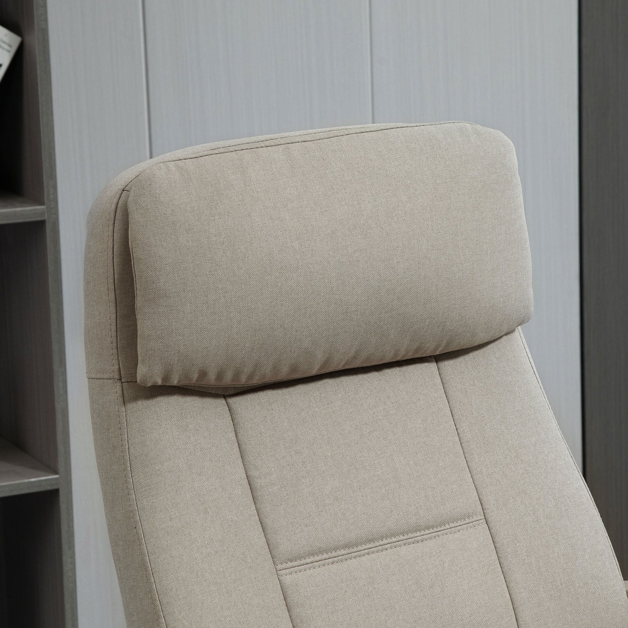 Office Chair, Ergonomic Massage Function Height-Adjustable Rocking, Beige - Image 7