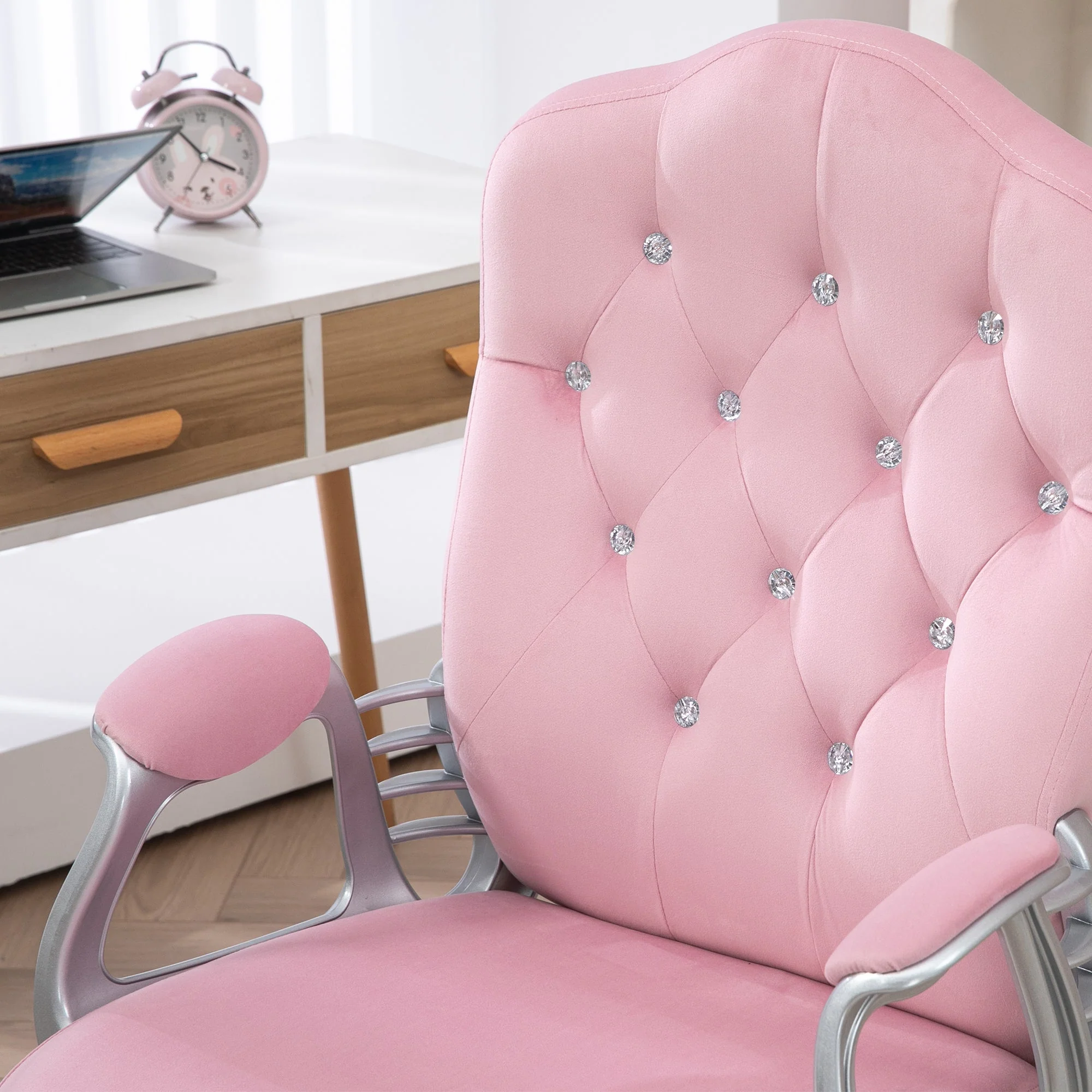 Office Chair, Ergonomic Rocking Height Adjustable, Pink - Image 8