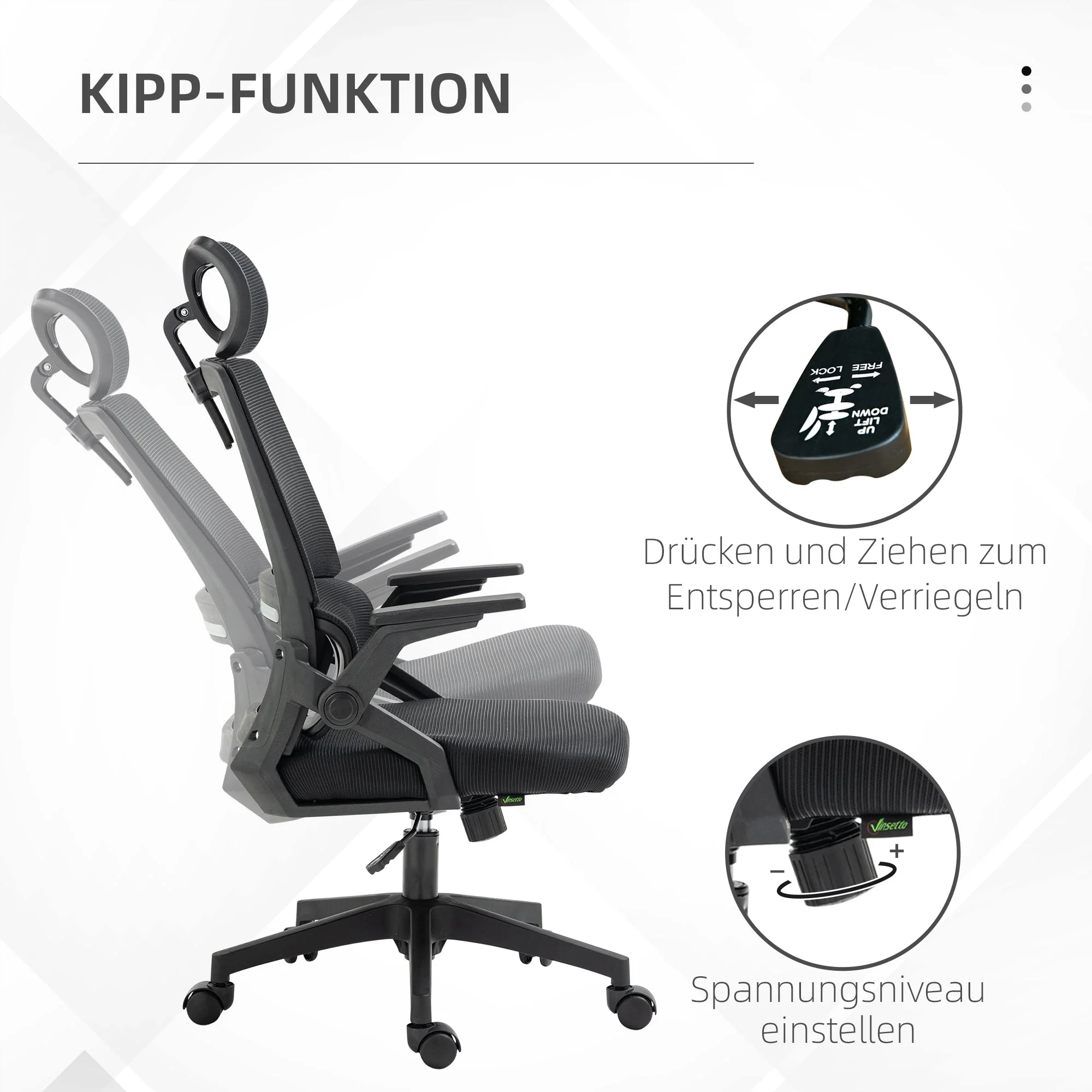 Office Chair Ergonomically Adjustable, Headrest, Armrests, Swivel, Rocking Function - Image 4