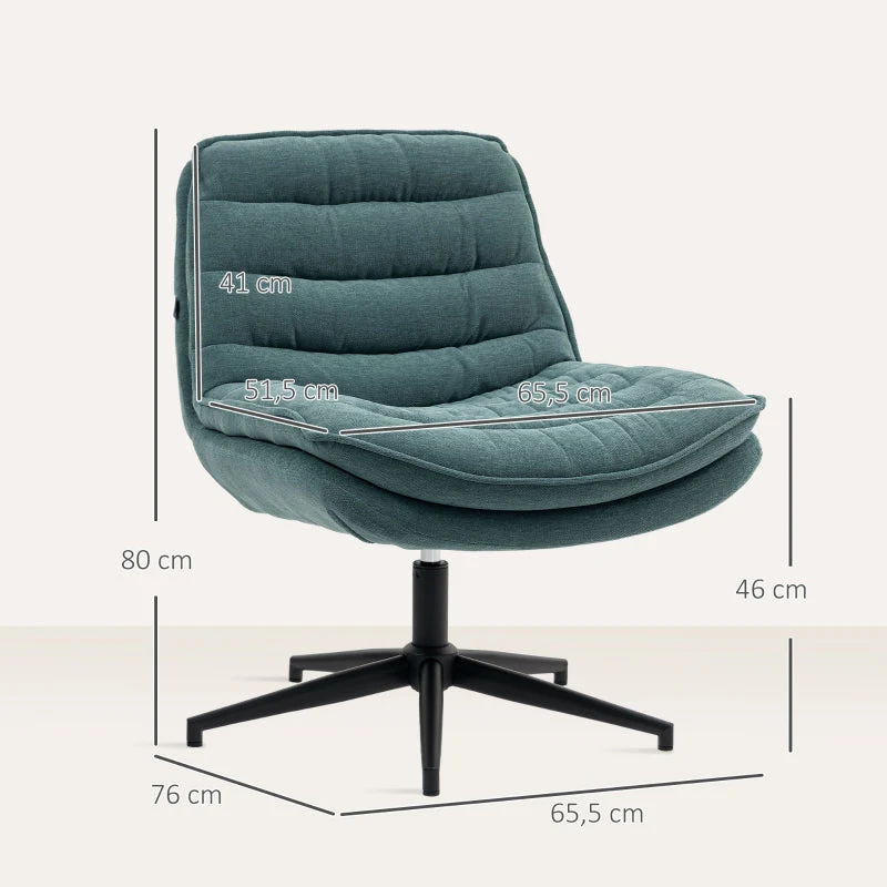 Office Chair, Height Adjustable, Wide Seat, Linen, Dark Green - Image 3