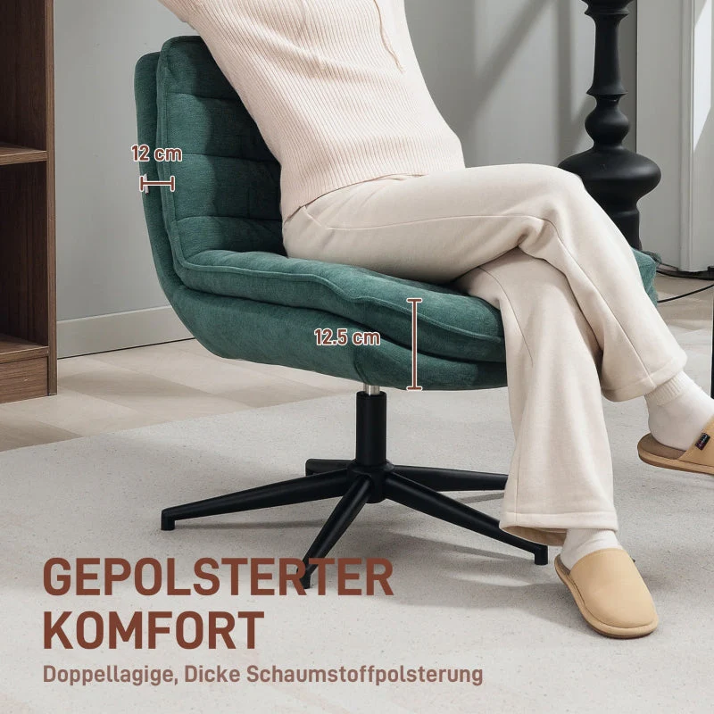 Office Chair, Height Adjustable, Wide Seat, Linen, Dark Green - Image 5