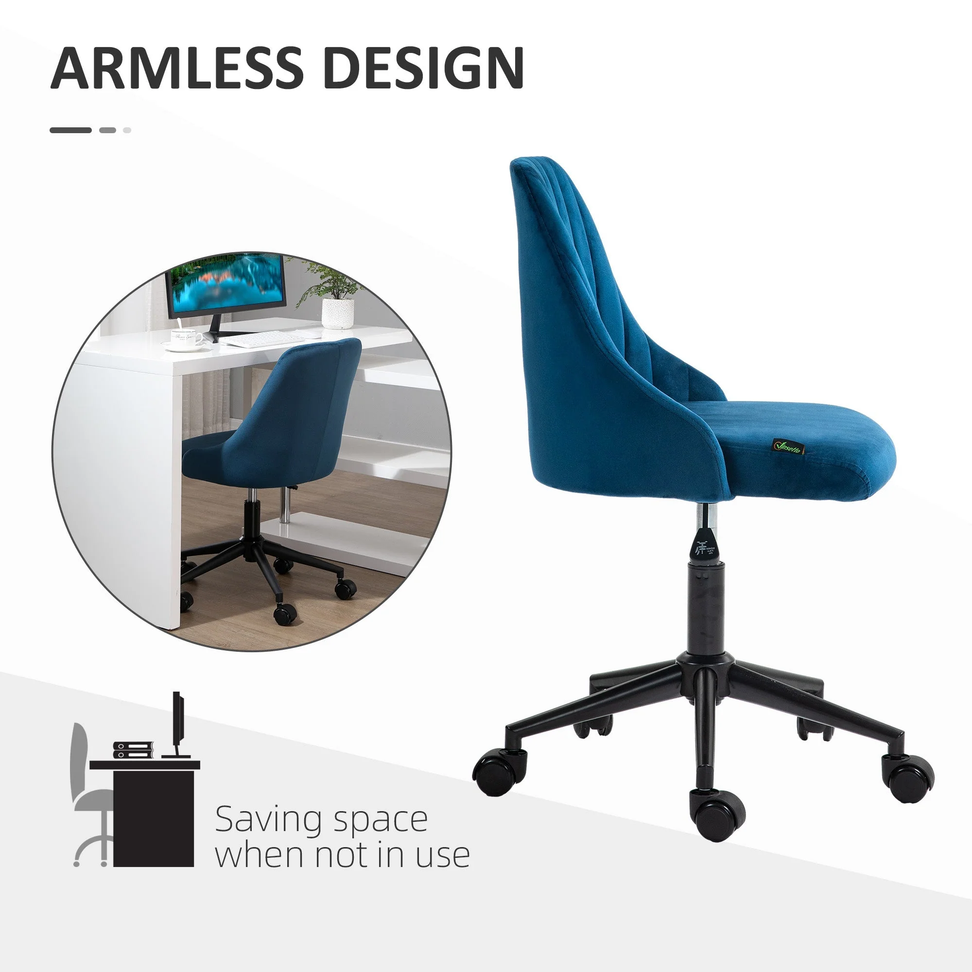 Office Chair Swivel Height Adjustable Ergonomic Desk Chair, Blue - Image 5