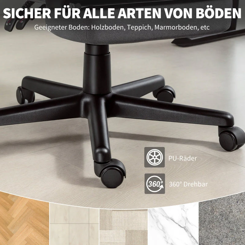 Office Chair Upholstered Velvet Adjustable Height Casters - Grey - Image 8