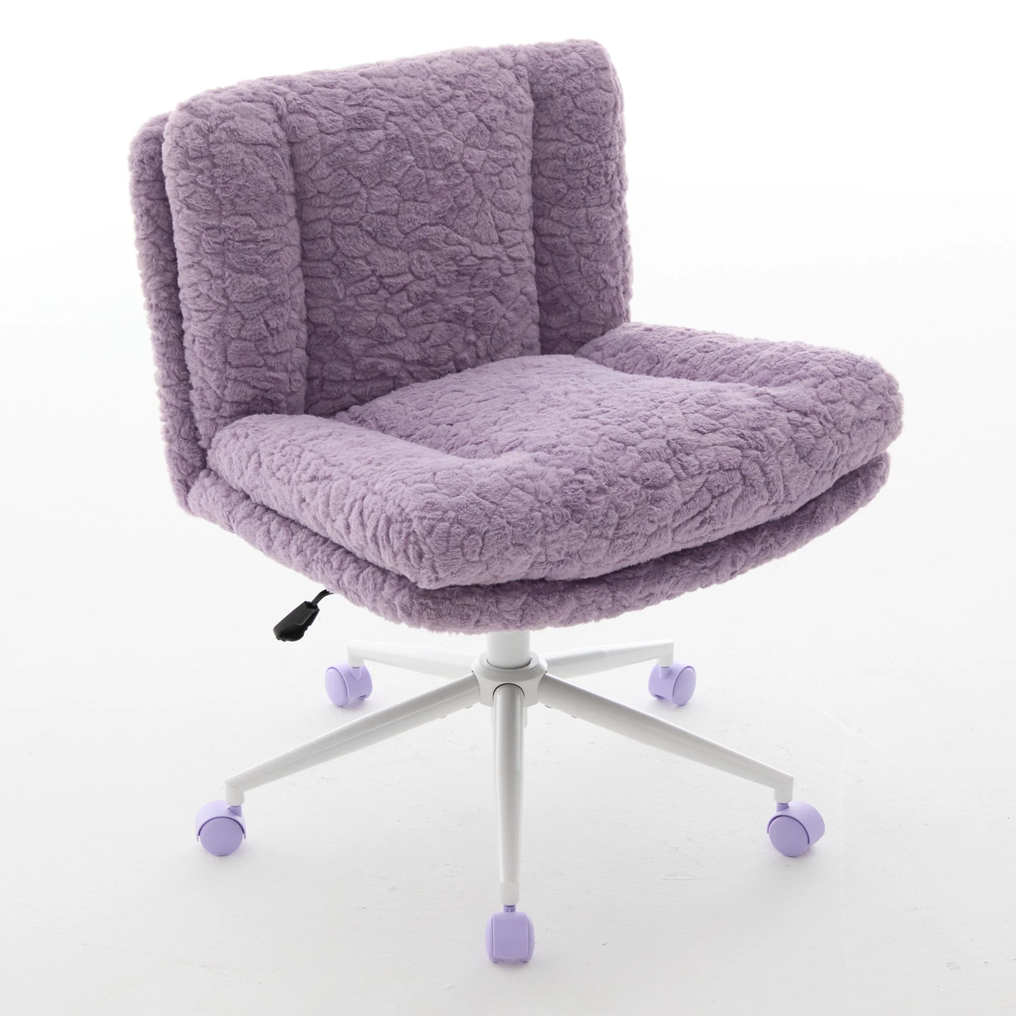 Office Chair with 26.4 Inch Wide Adjustable Swivel Seat, Violet Artificial Rabbit Hair - Image 5
