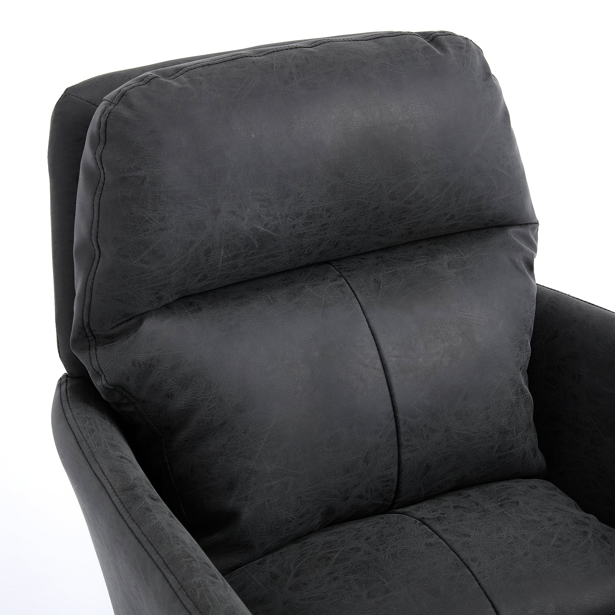 Office Chair with Height Adjustable Black Base, Black PU Faux Leather - Image 9