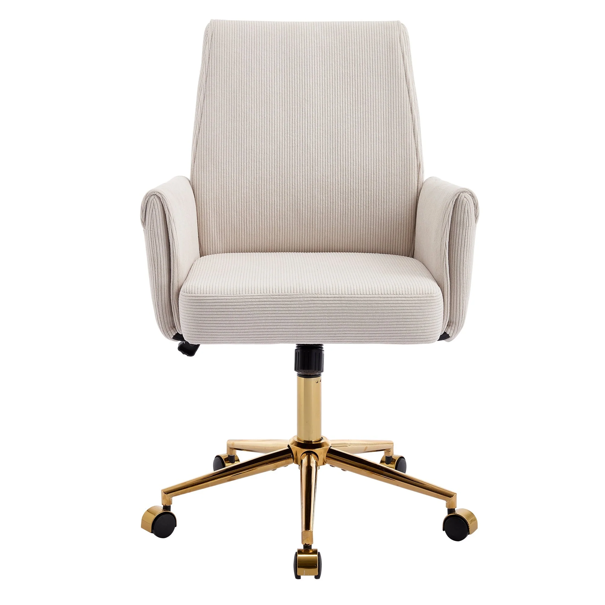 Office Swivel Chair with Height-Adjustable Ergonomic Medium Backrest, Striped Upholstery - Image 2