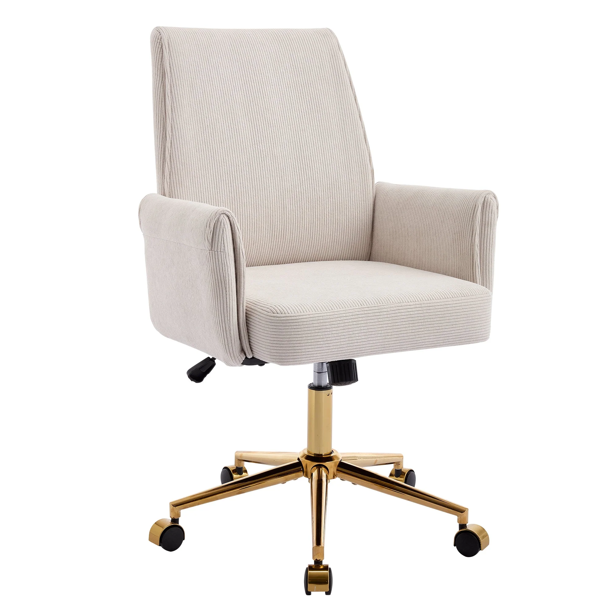 Office Swivel Chair with Height-Adjustable Ergonomic Medium Backrest, Striped Upholstery - Image 3