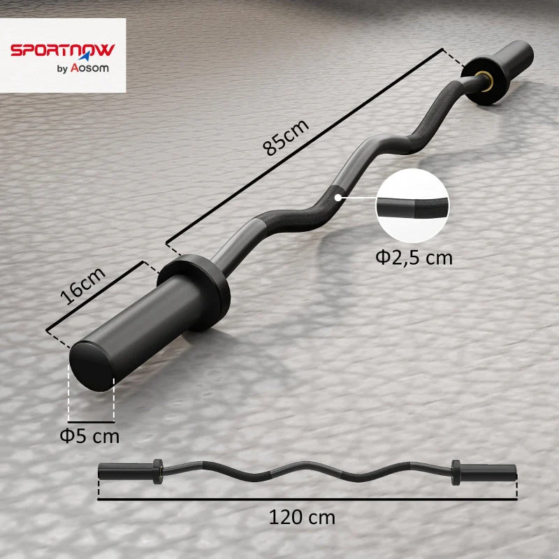 Olympic Barbell with 5 cm Sleeves and 100 kg Load Capacity, Black Steel - Image 3