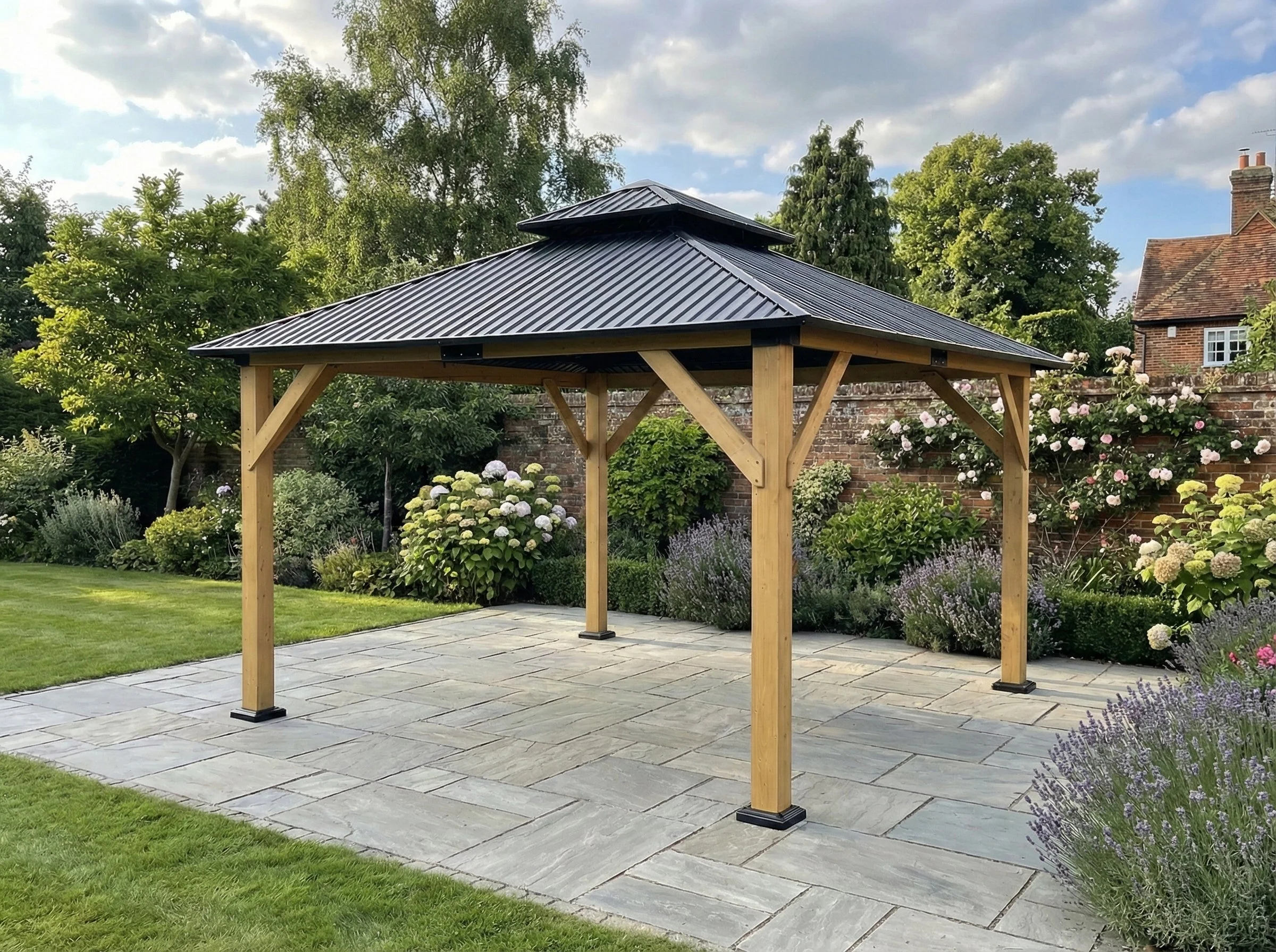Ottawa - 3.6 x 4m Cedar Wood Pergola with Double Roof - Image 2