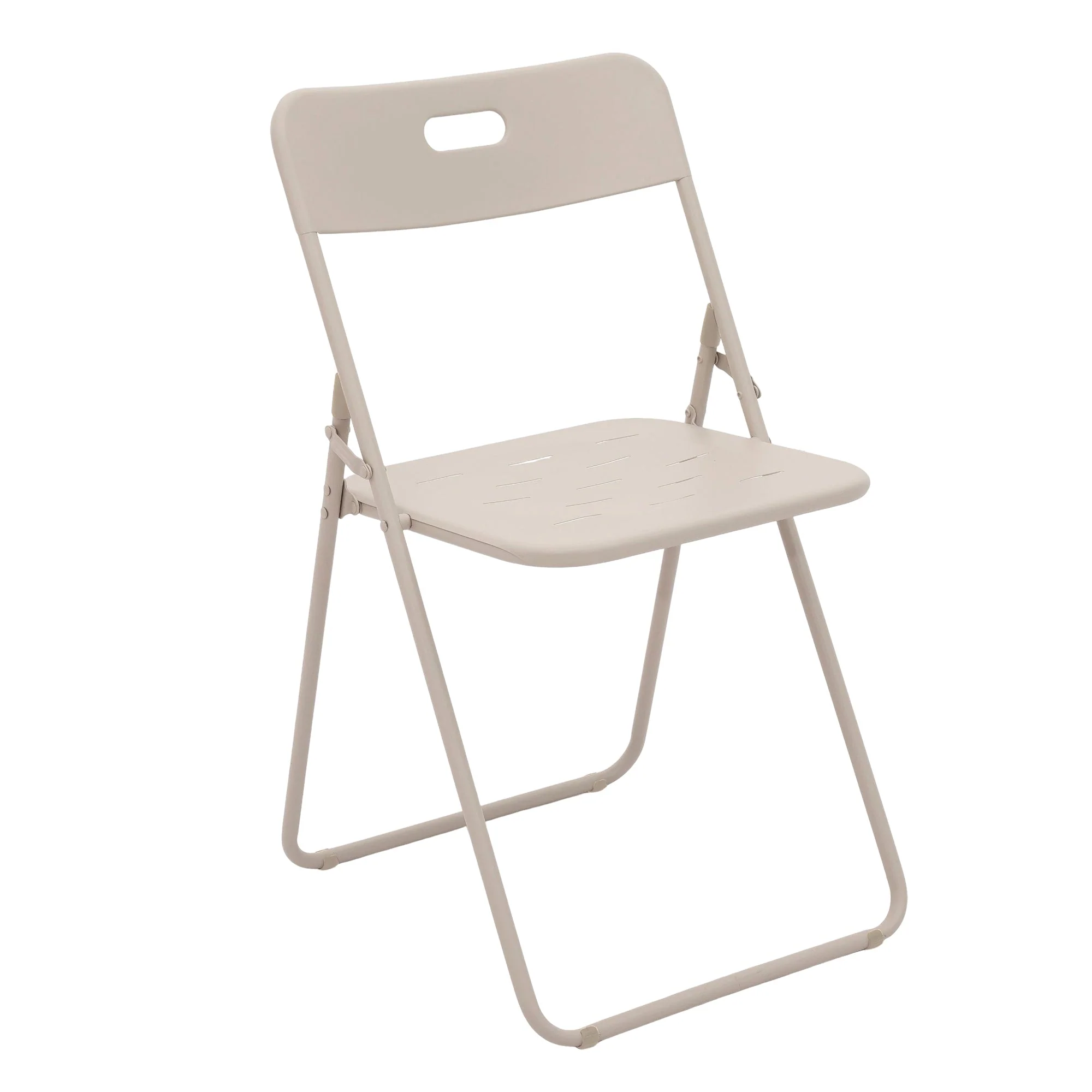 Outdoor 3-Piece Foldable Bistro Set, Weather-Resistant Patio Conversation Set with 2 Chairs and 1 Table, Beige Metal - Image 3