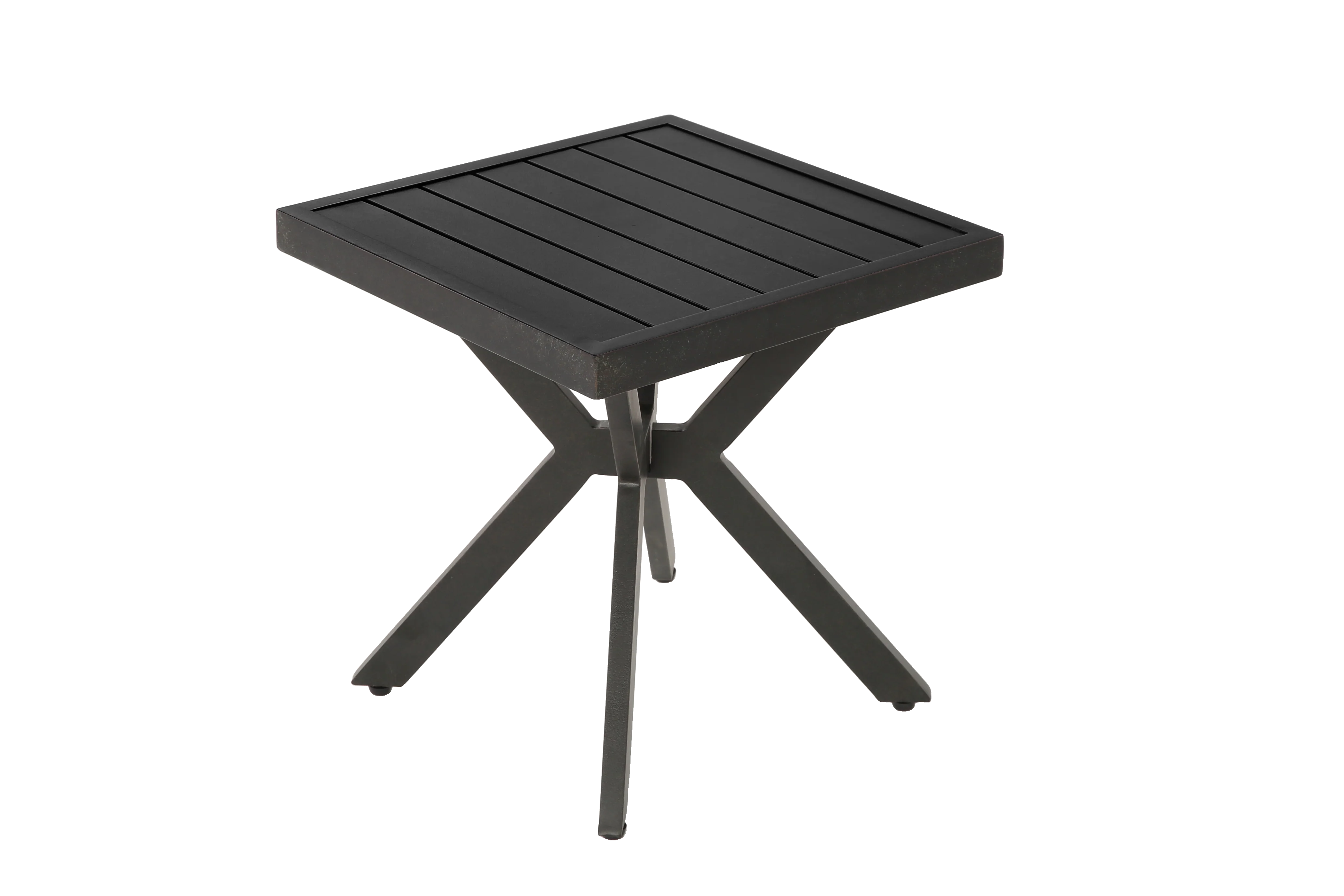 Outdoor Aluminum Square Side Table End Table, Weather Resistant, Dark Brown - Image 2