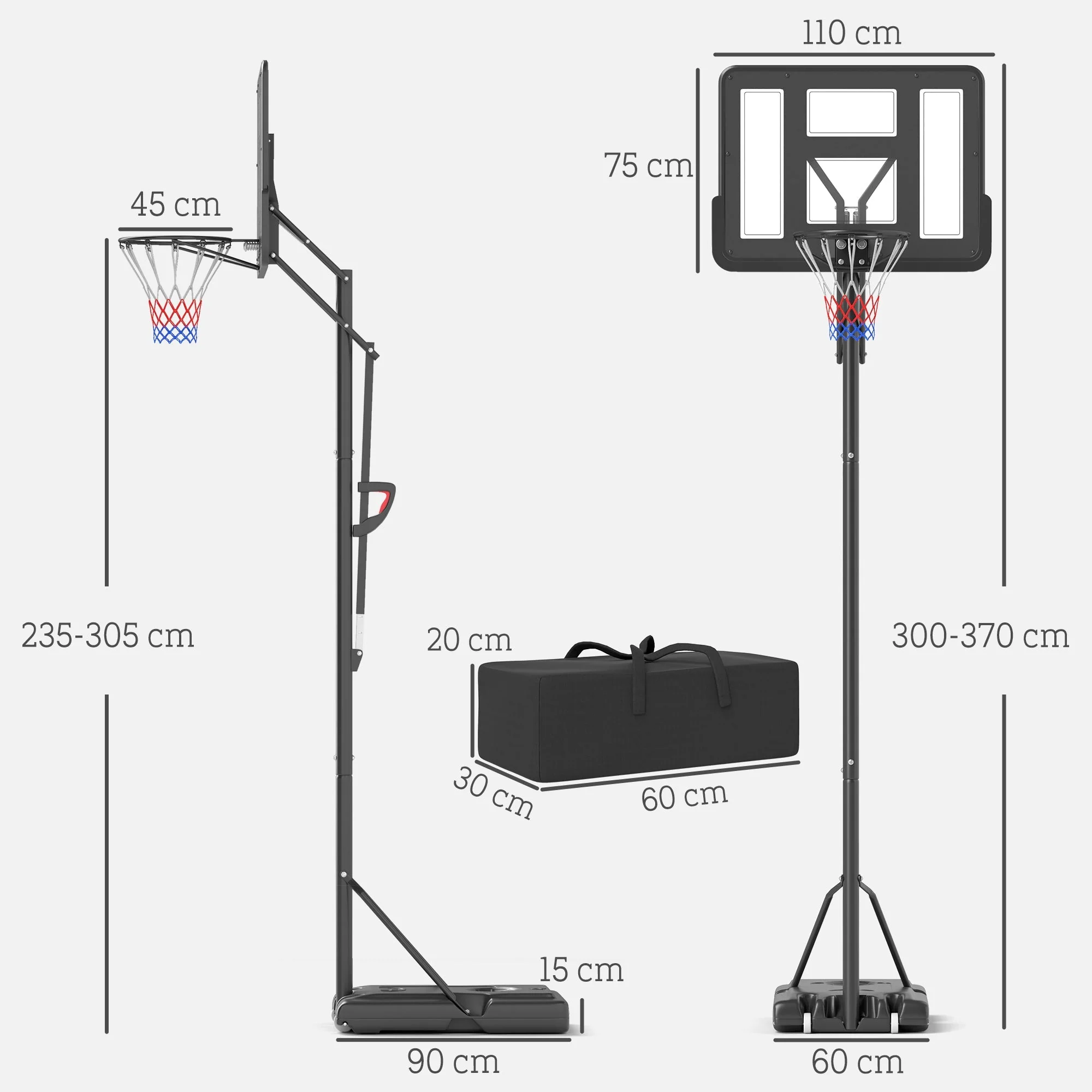 Outdoor Basketball Hoop, Adjustable Height, Shatter-Proof Backboard, Adults - Image 3