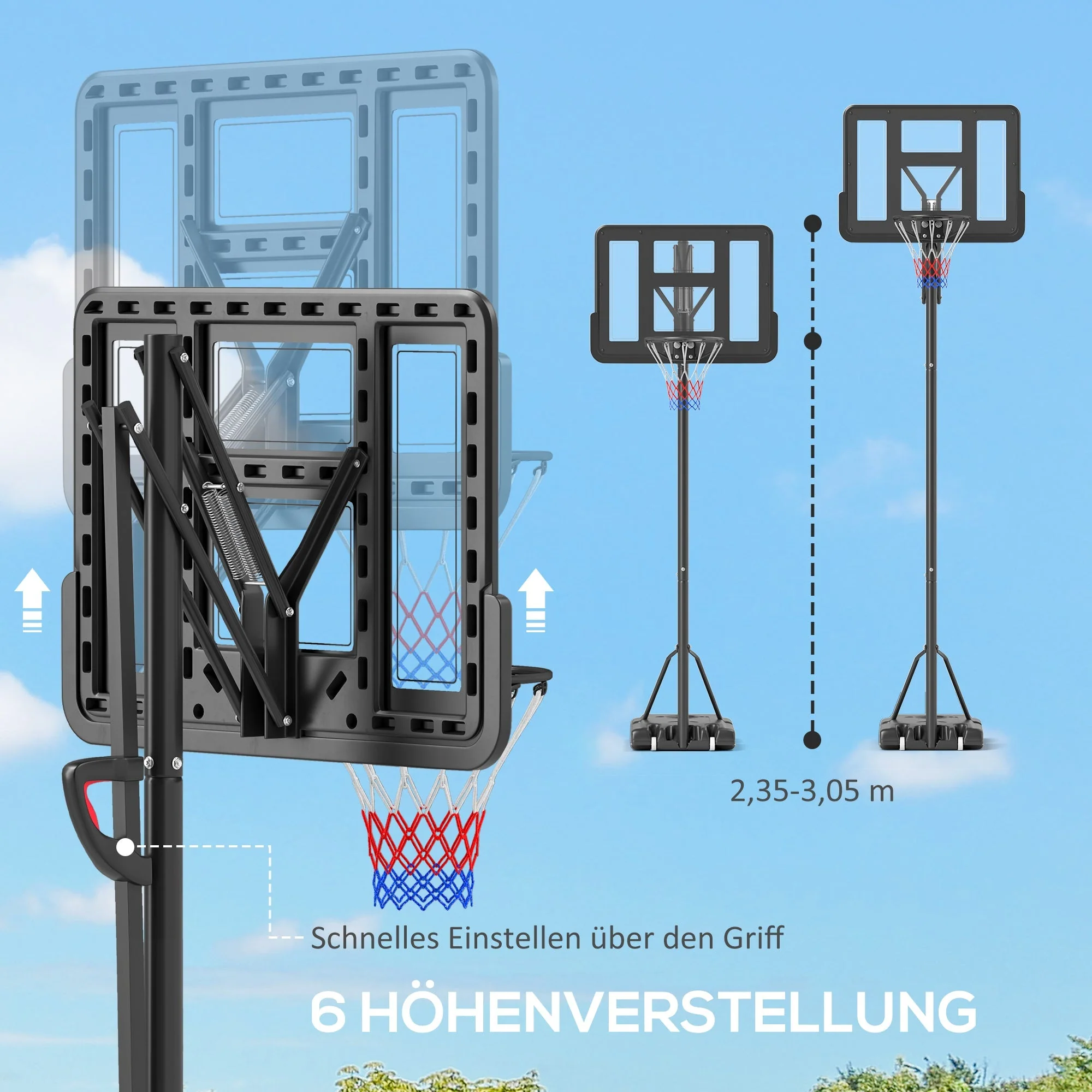 Outdoor Basketball Hoop, Adjustable Height, Shatter-Proof Backboard, Adults - Image 4