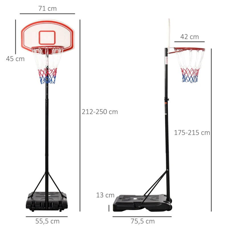 Outdoor Basketball Hoop, Adjustable Portable, Black White - Image 3