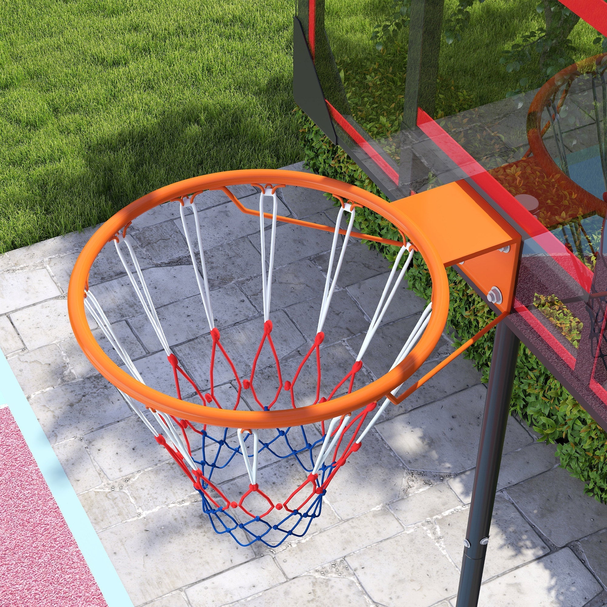 Outdoor Basketball Hoop, Height-Adjustable with Wheels, Red - Image 8