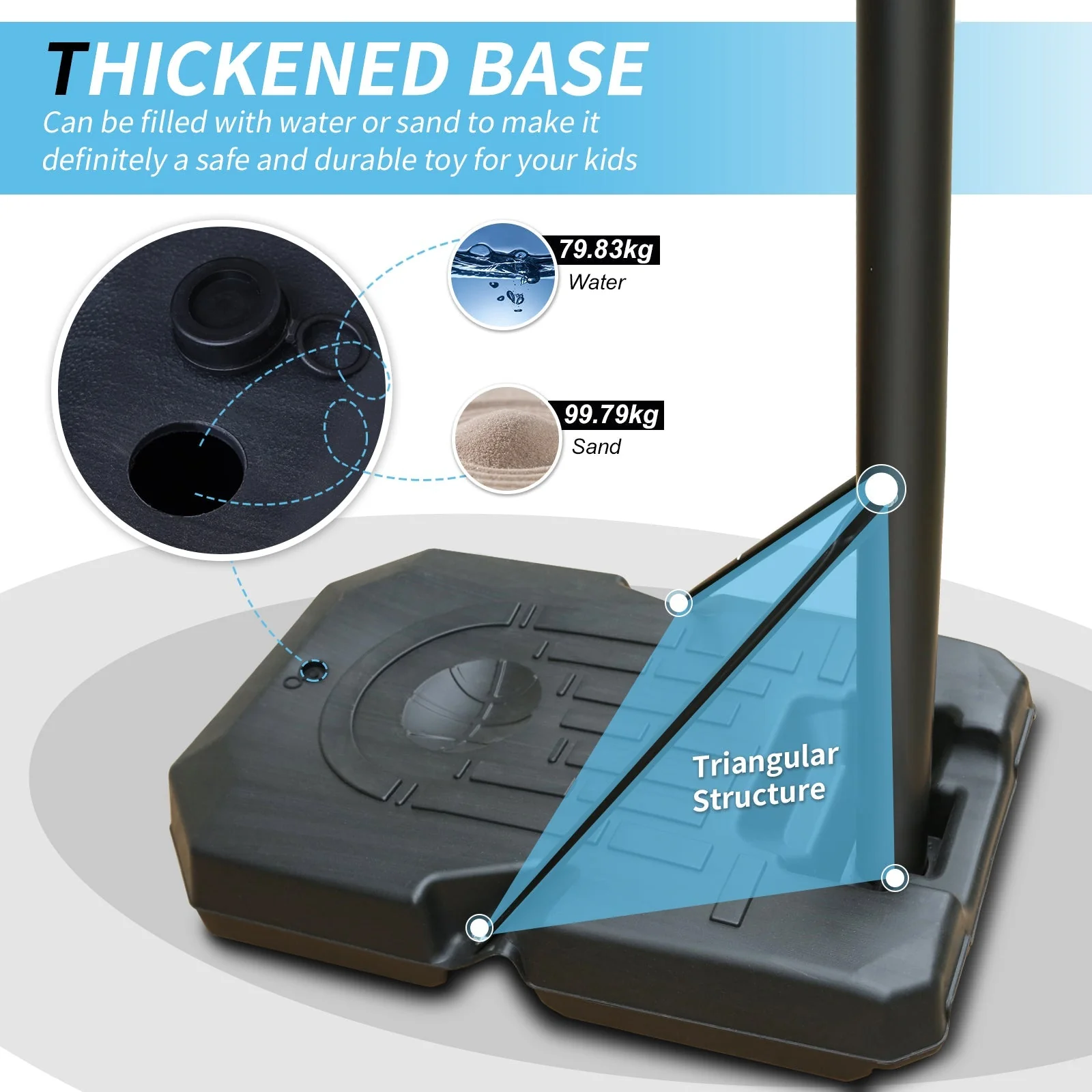 Outdoor Basketball Hoop with Adjustable Height and Built-in Wheels, PVC Backboard - Image 7