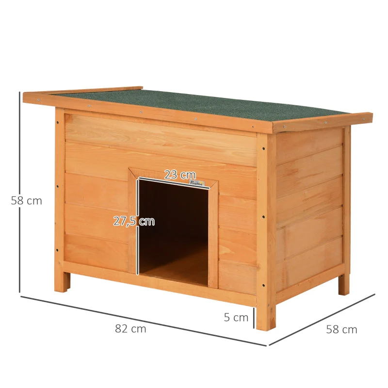 Outdoor Dog Kennel, Hinged Asphalt Roof, Raised Floor, Wooden, Yellow - Image 3