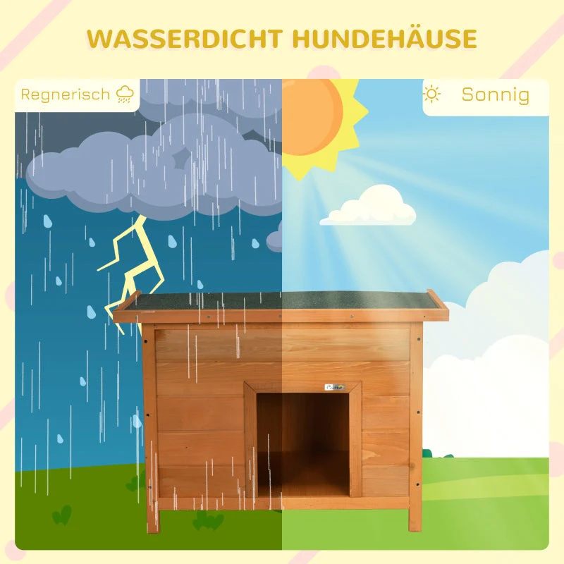 Outdoor Dog Kennel, Hinged Asphalt Roof, Raised Floor, Wooden, Yellow - Image 4