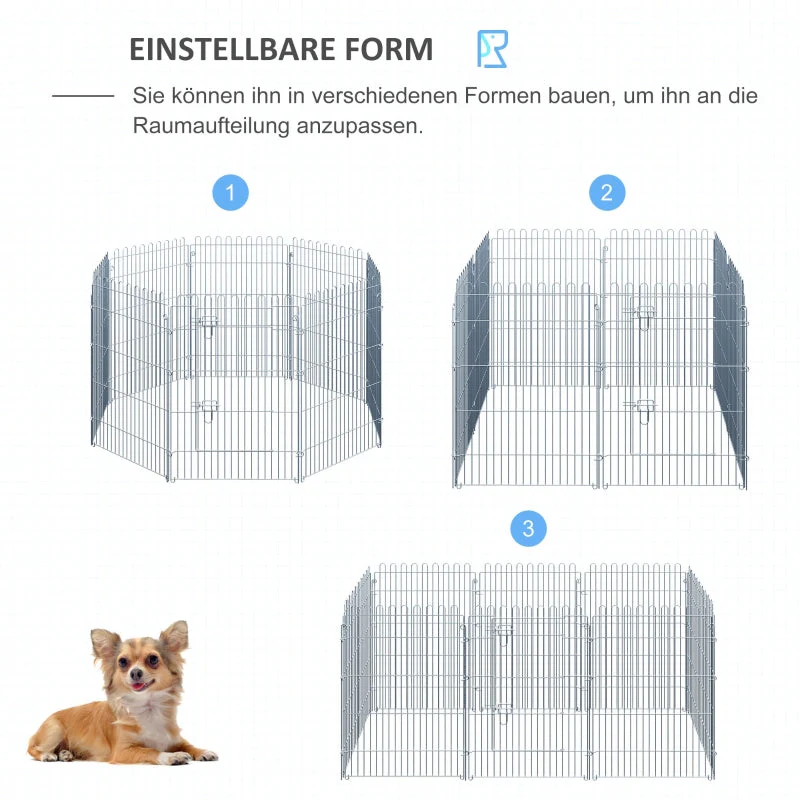Outdoor Enclosure, 8-Part Puppy Run & Playpen Gate, Metal - Image 4