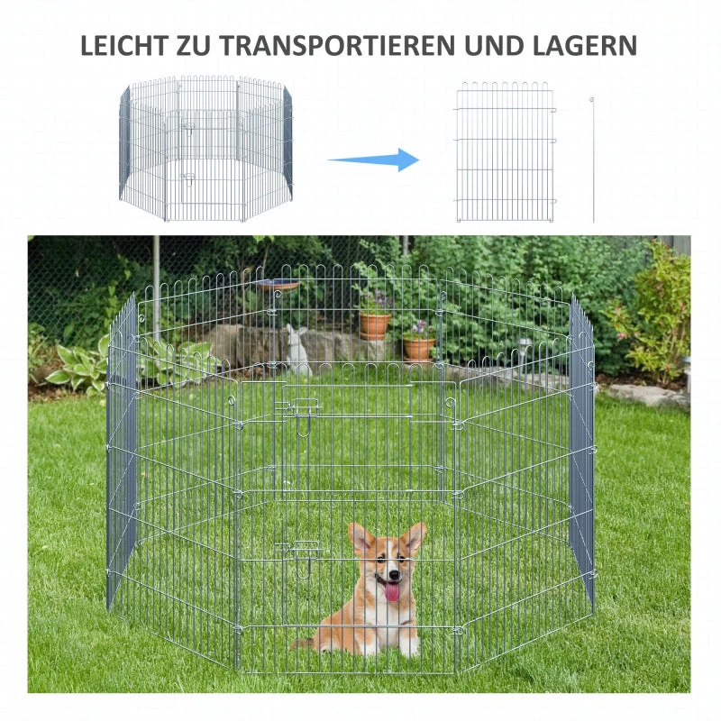 Outdoor Enclosure, 8-Part Puppy Run & Playpen Gate, Metal - Image 5
