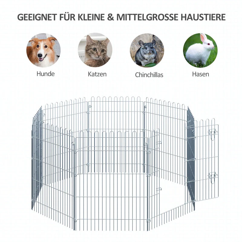 Outdoor Enclosure, 8-Part Puppy Run & Playpen Gate, Metal - Image 6