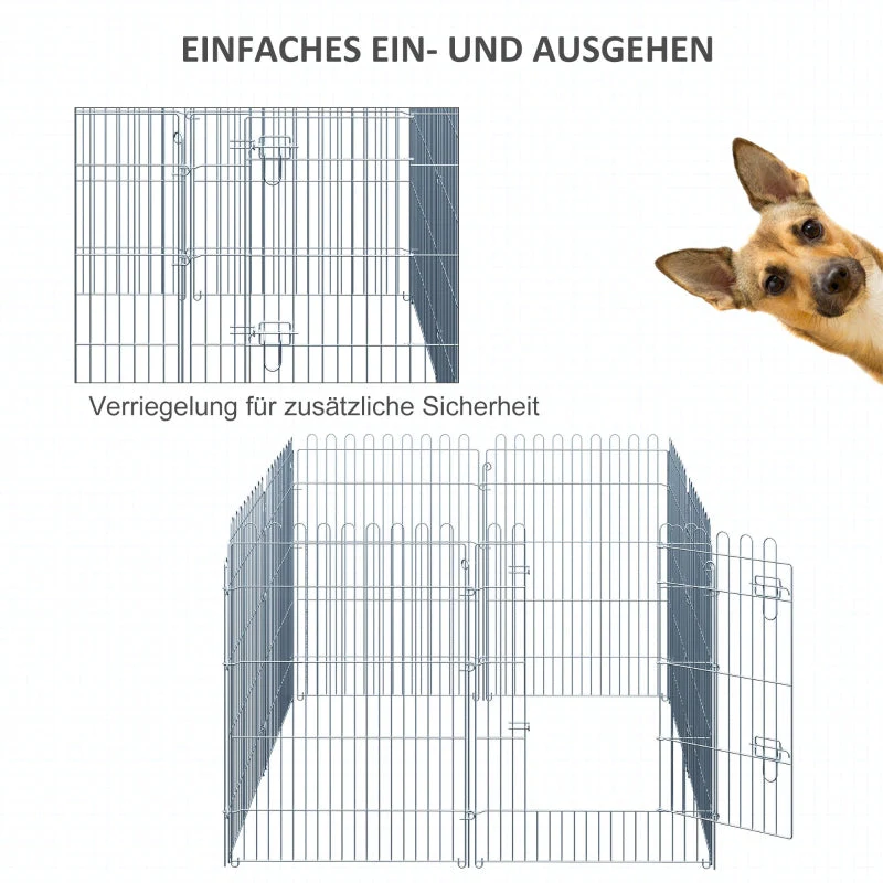 Outdoor Enclosure, 8-Part Puppy Run & Playpen Gate, Metal - Image 7