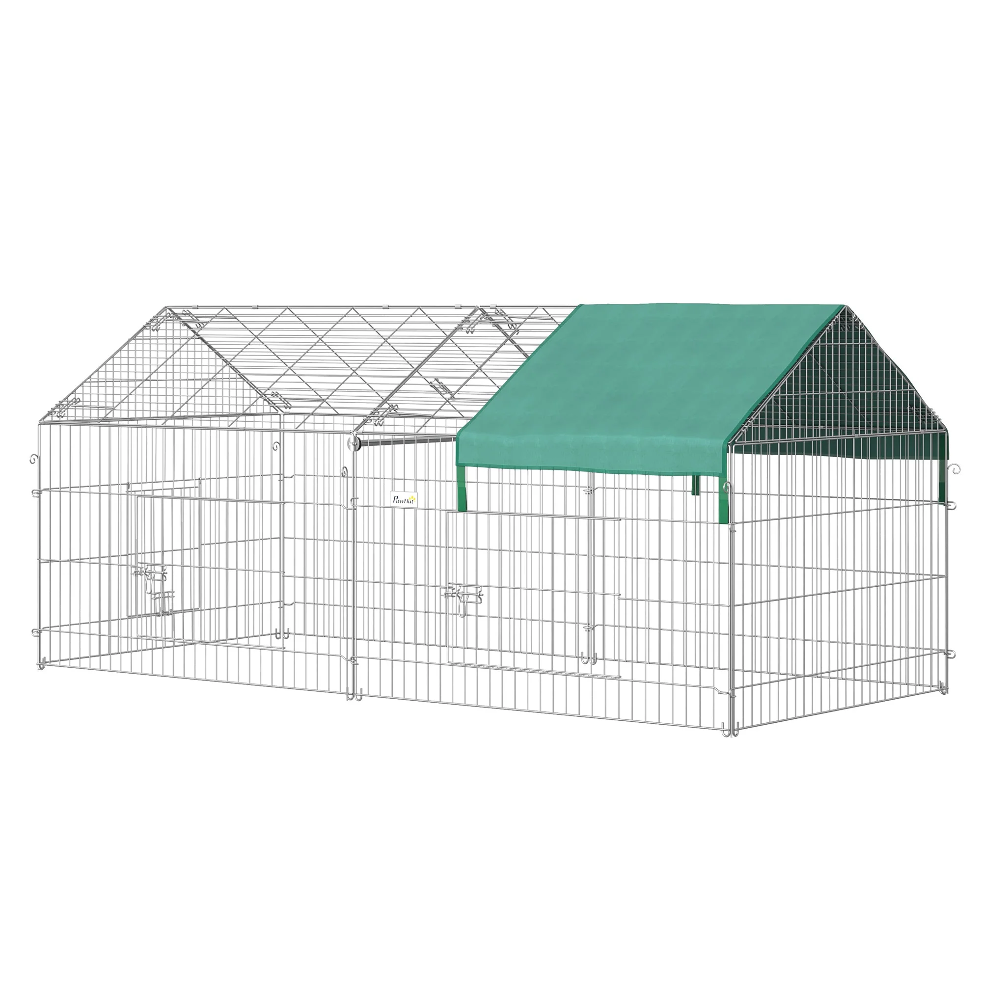 Outdoor Enclosure Playpen with Cover for Guinea Pigs, Steel - Image 2